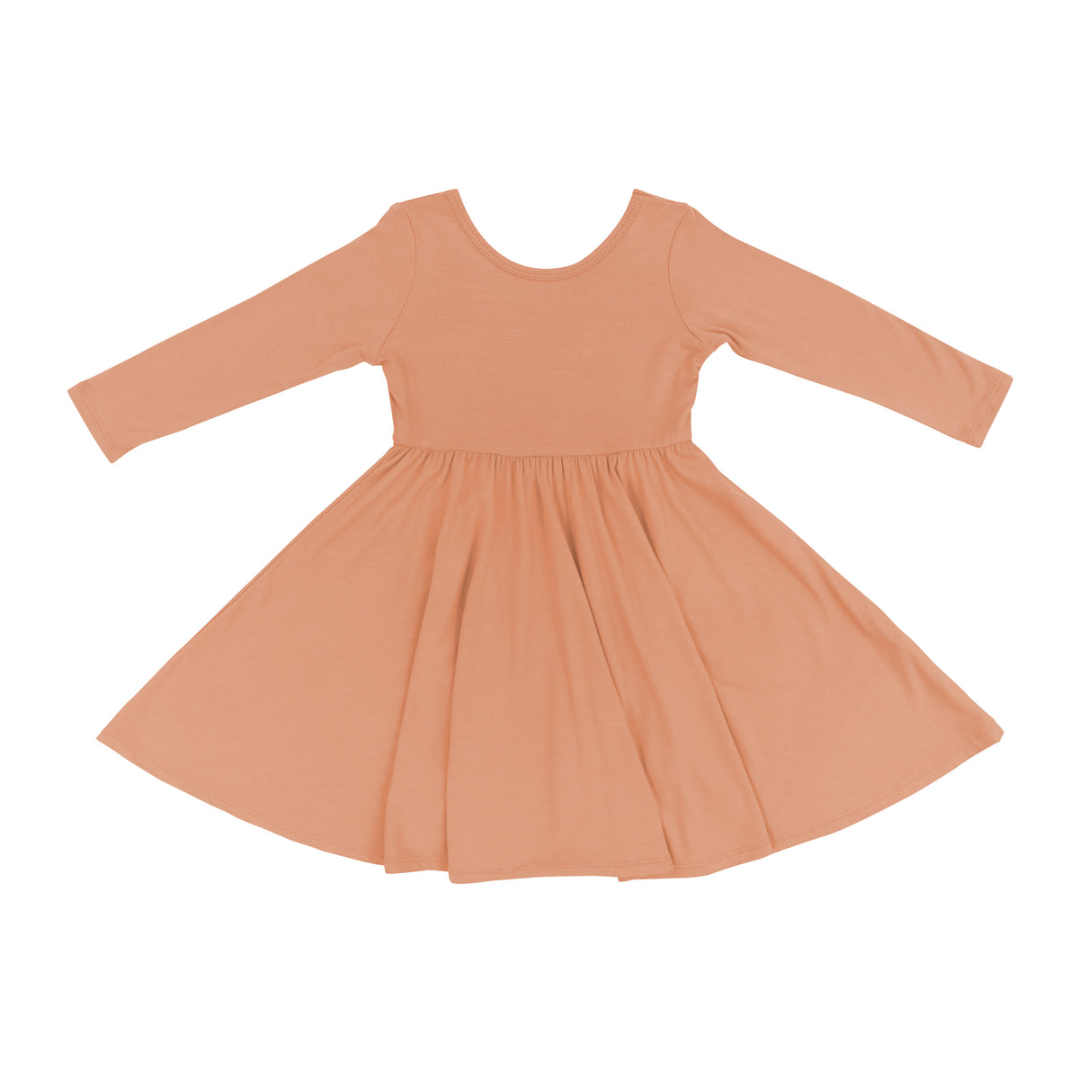 Long Sleeve Twirl Dress in Apricot