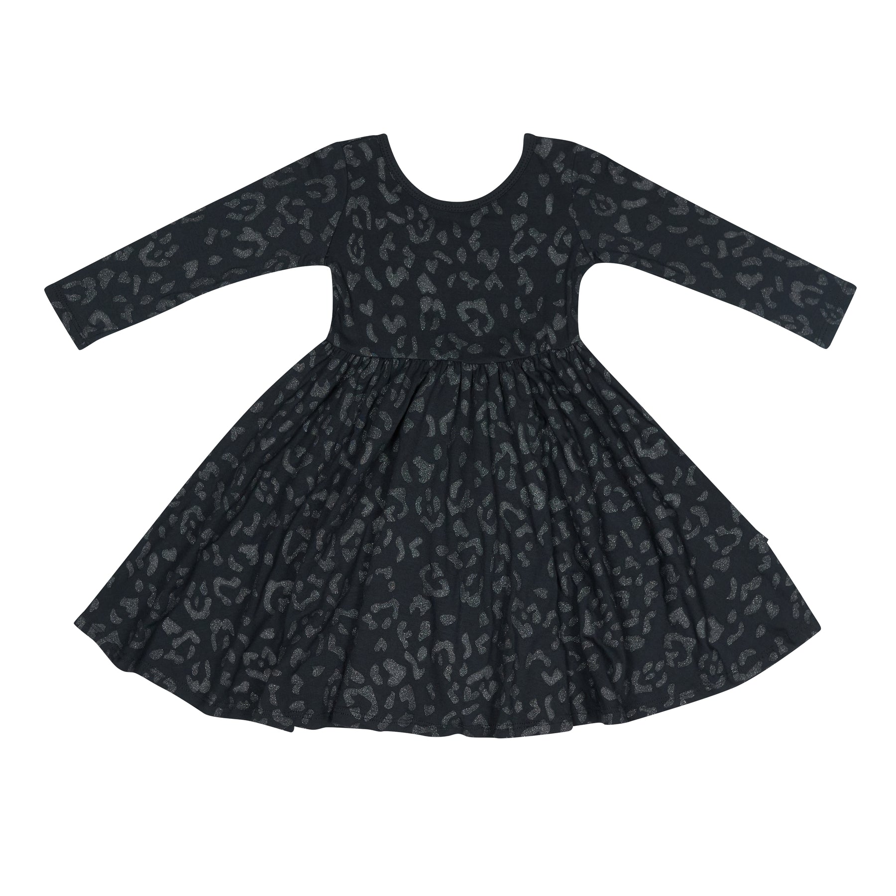 Long Sleeve Twirl Dress in Midnight Leopard