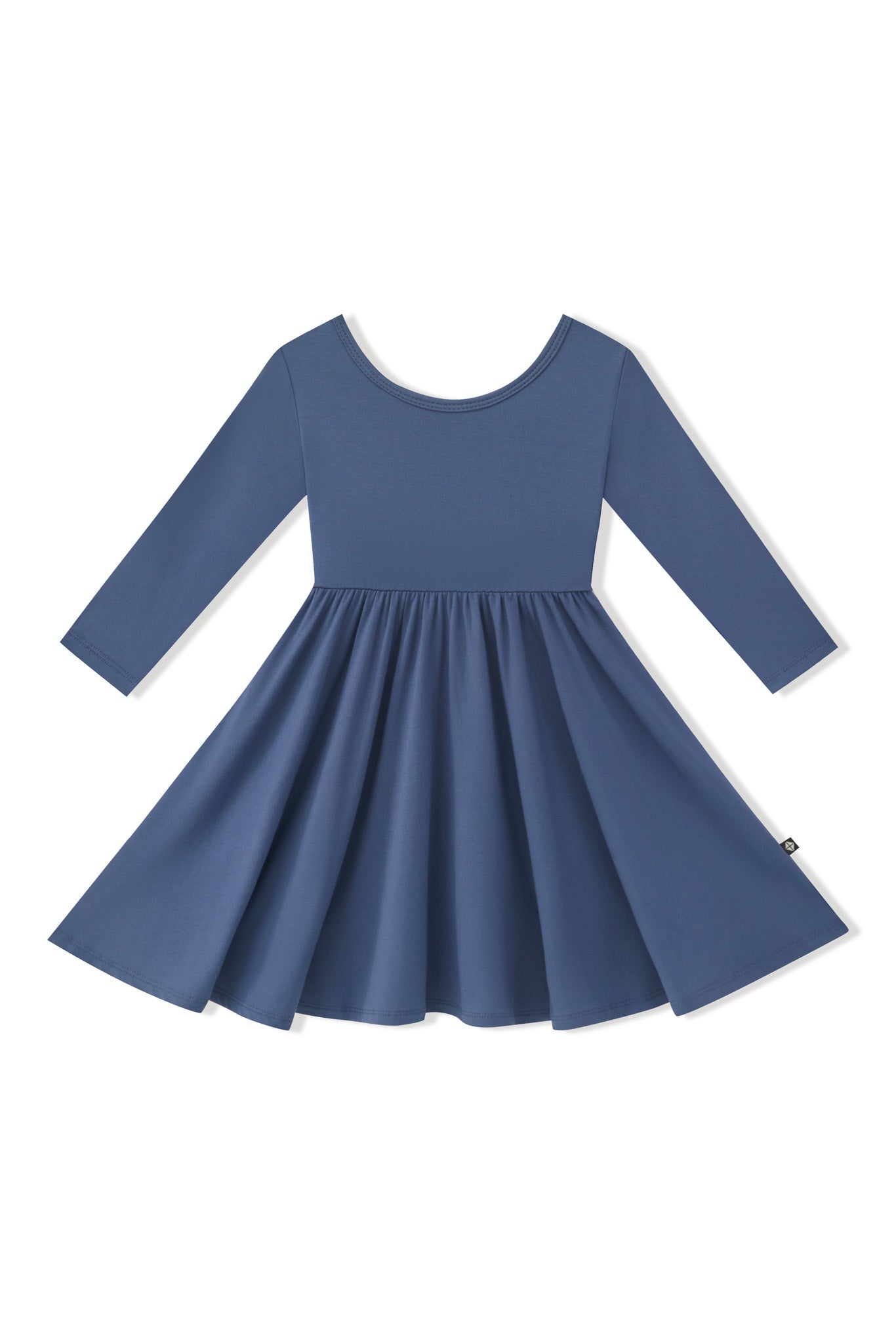 Long Sleeve Twirl Dress in Oxford on a white background