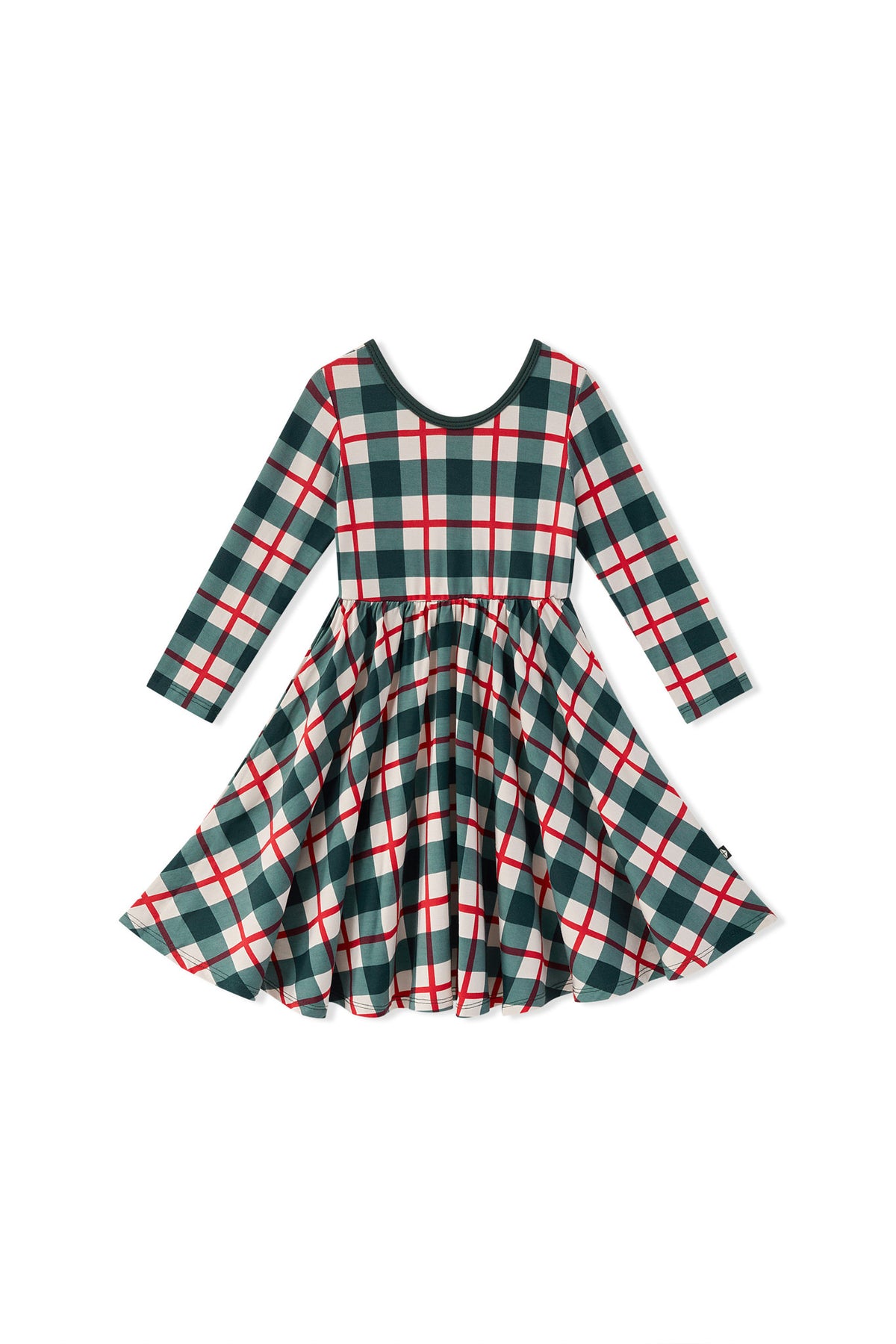 Long Sleeve Twirl Dress in Holiday Plaid