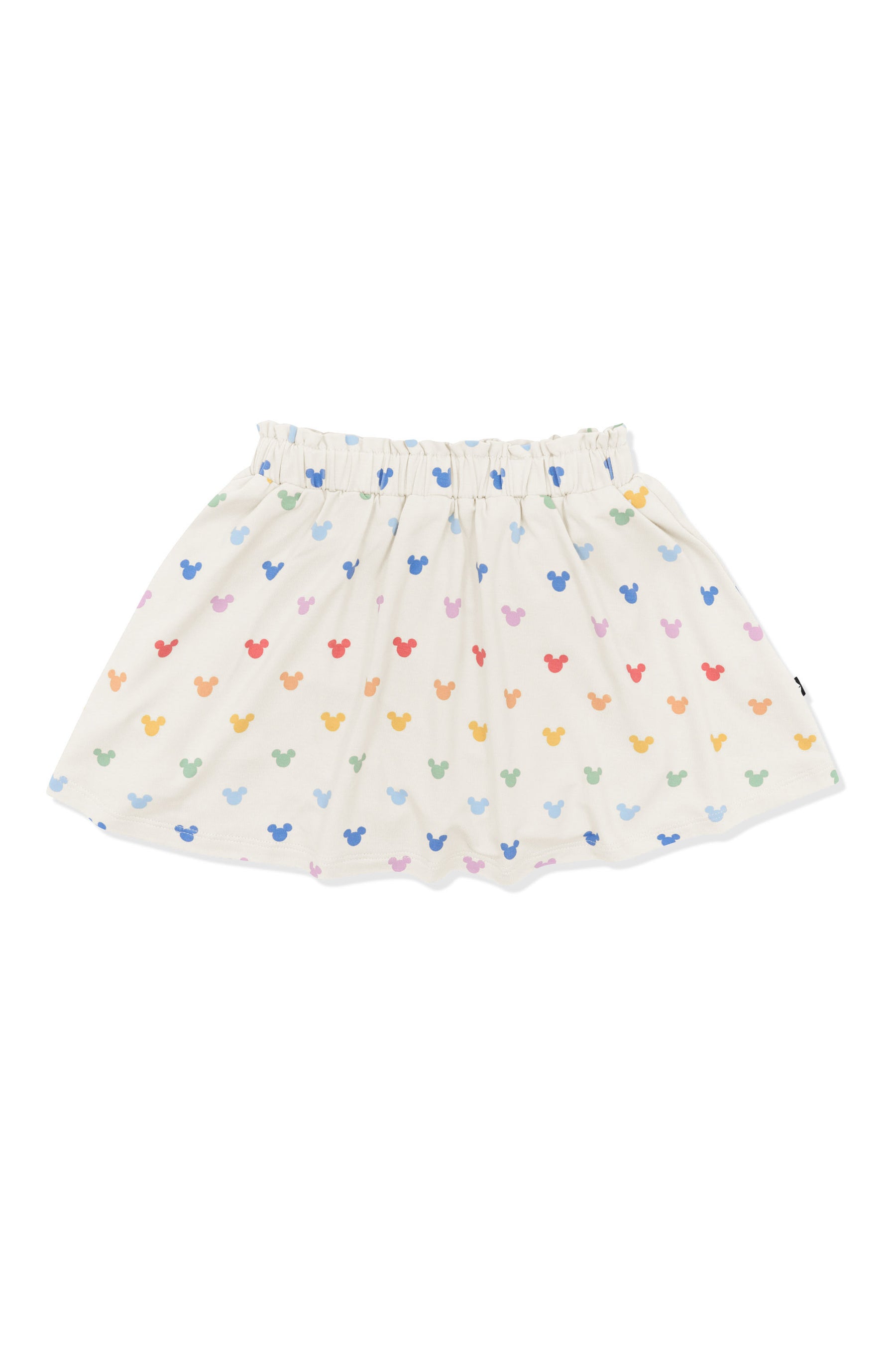 Toddler Skort with Pastel Mickey Mouse pattern on an oat background