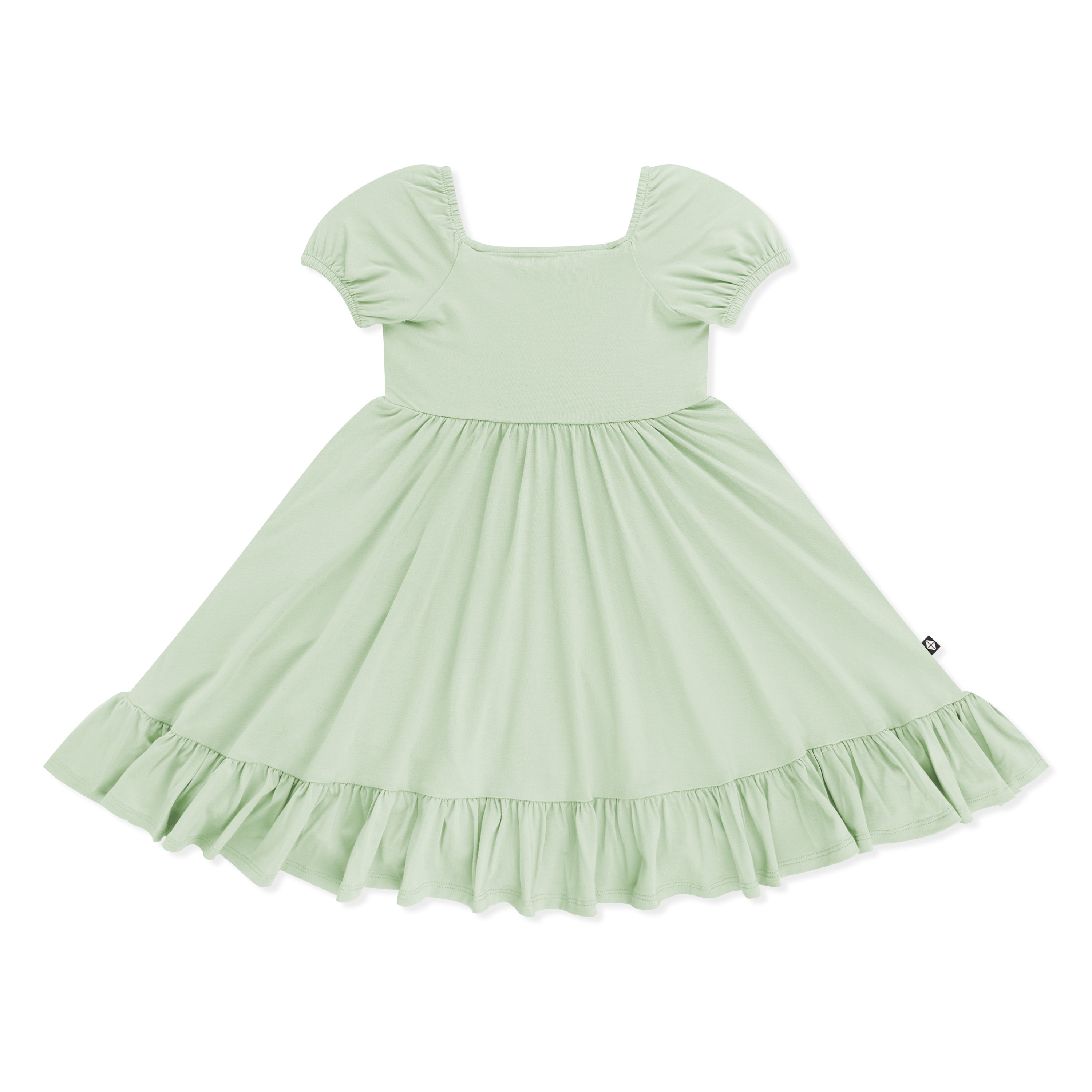 Product photo of the Puff Sleeve Twirl Dress in Basil