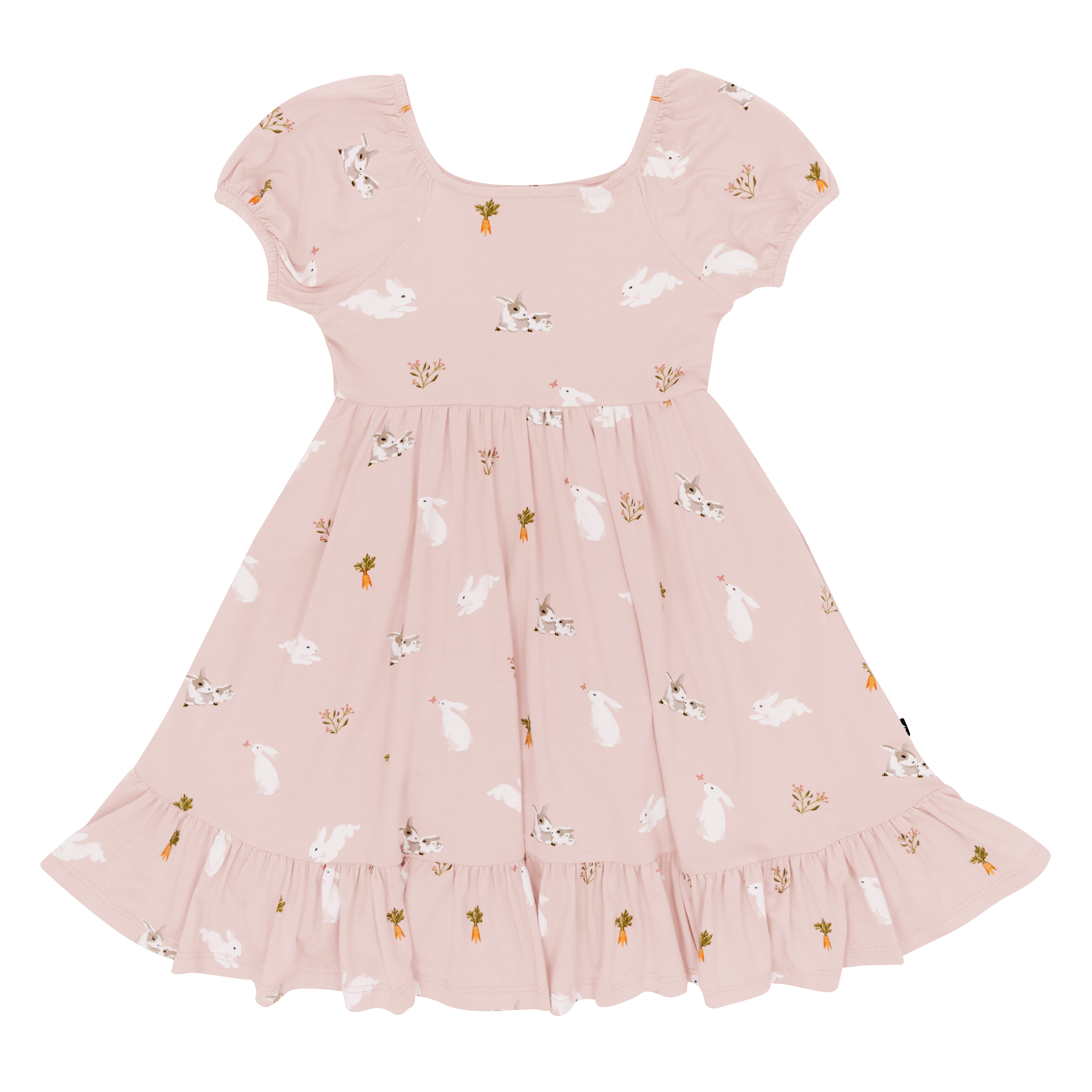 Puff Sleeve Twirl Dress in Blush Rabbit