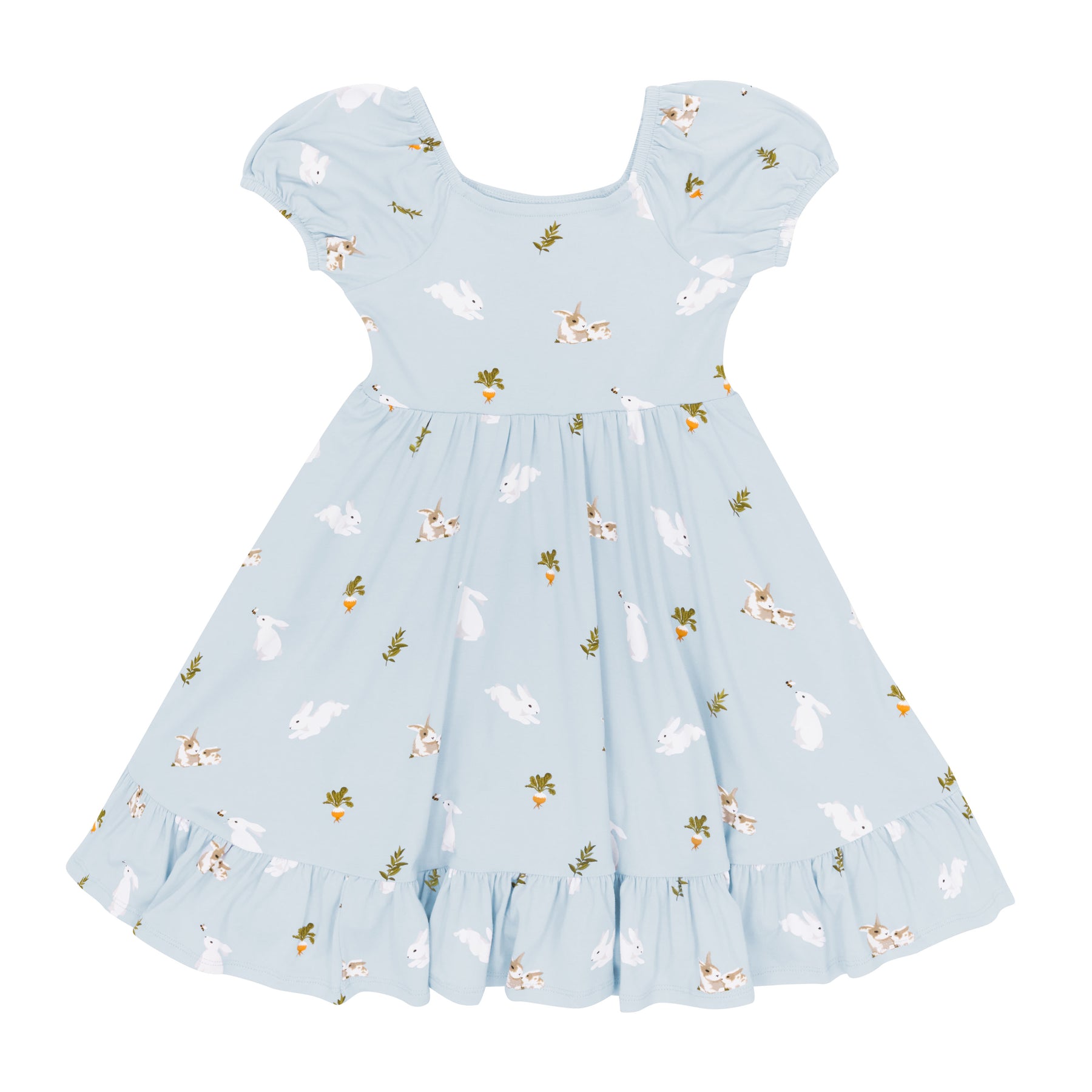 Puff Sleeve Twirl Dress in Ice Rabbit