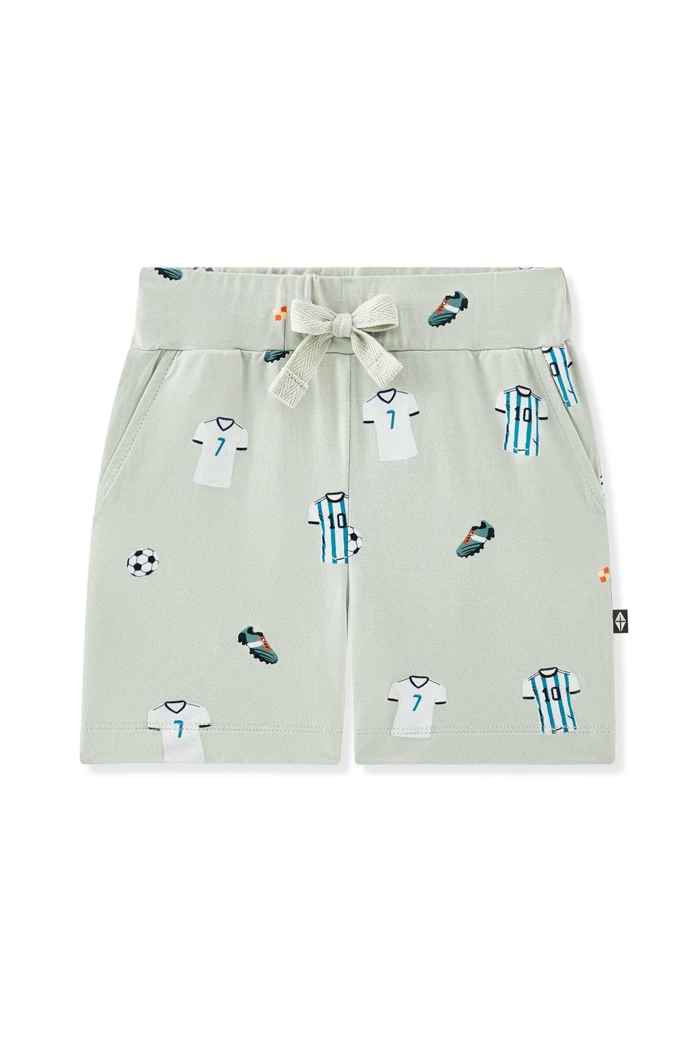 Drawstring Short in Soccer print on white background