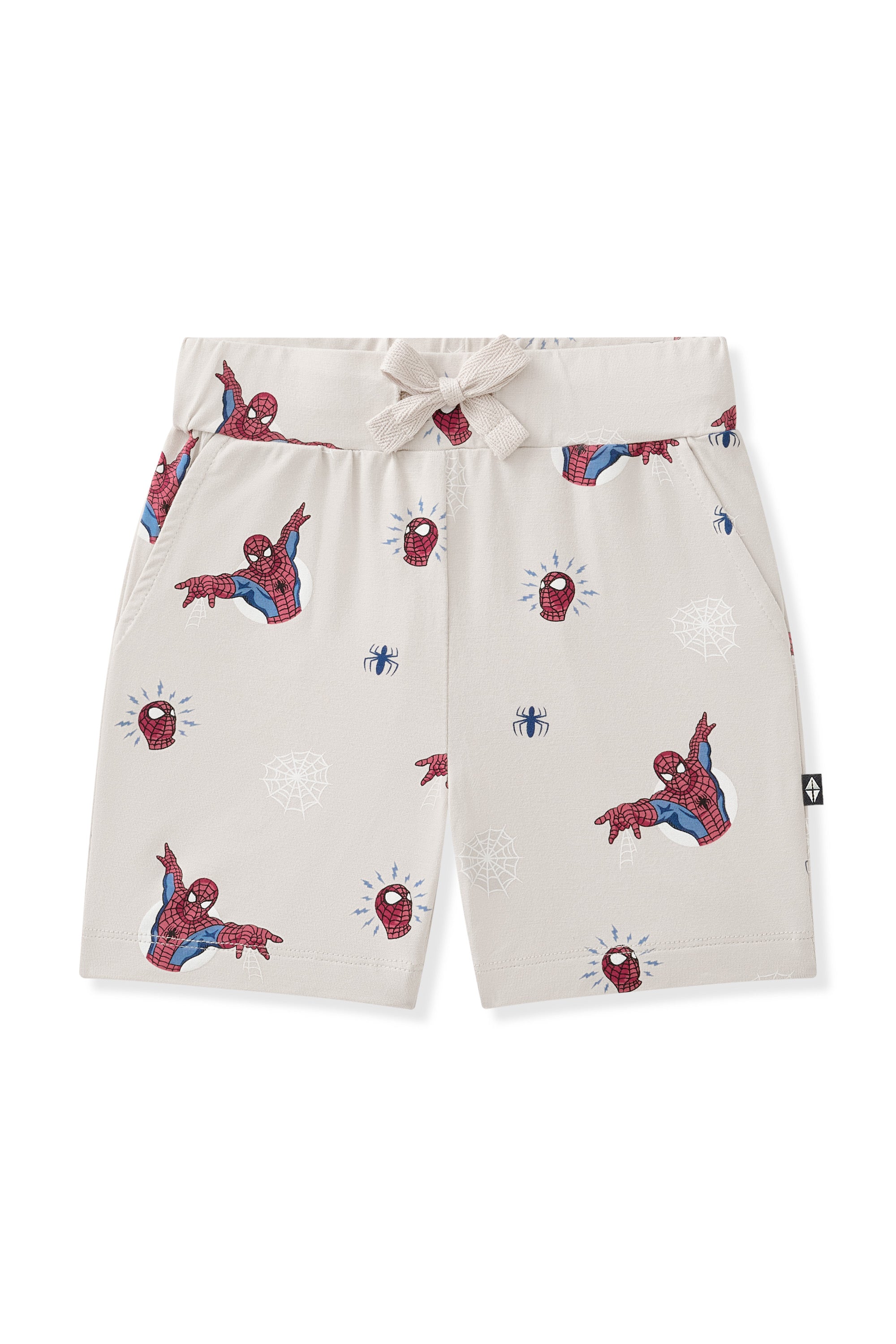 Oat Drawstring Short with Spider-Man on a white background
