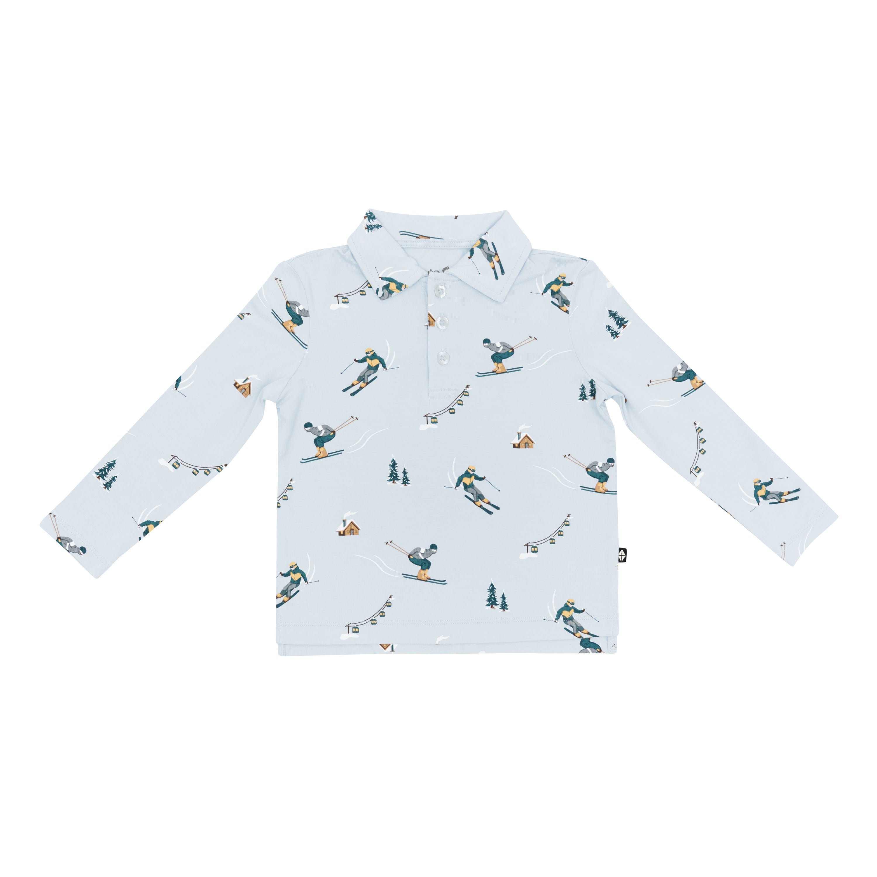 Product photo of the Toddler Long Sleeve Polo in Ski shown on a white surface