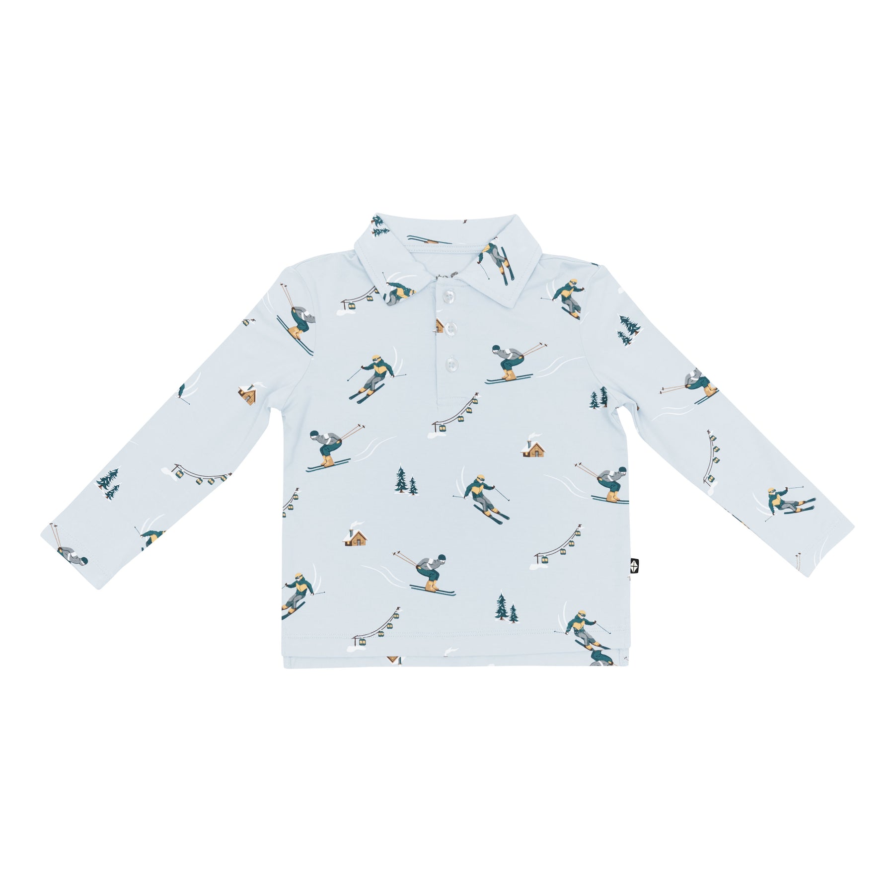 Product photo of the Toddler Long Sleeve Polo in Ski shown on a white surface