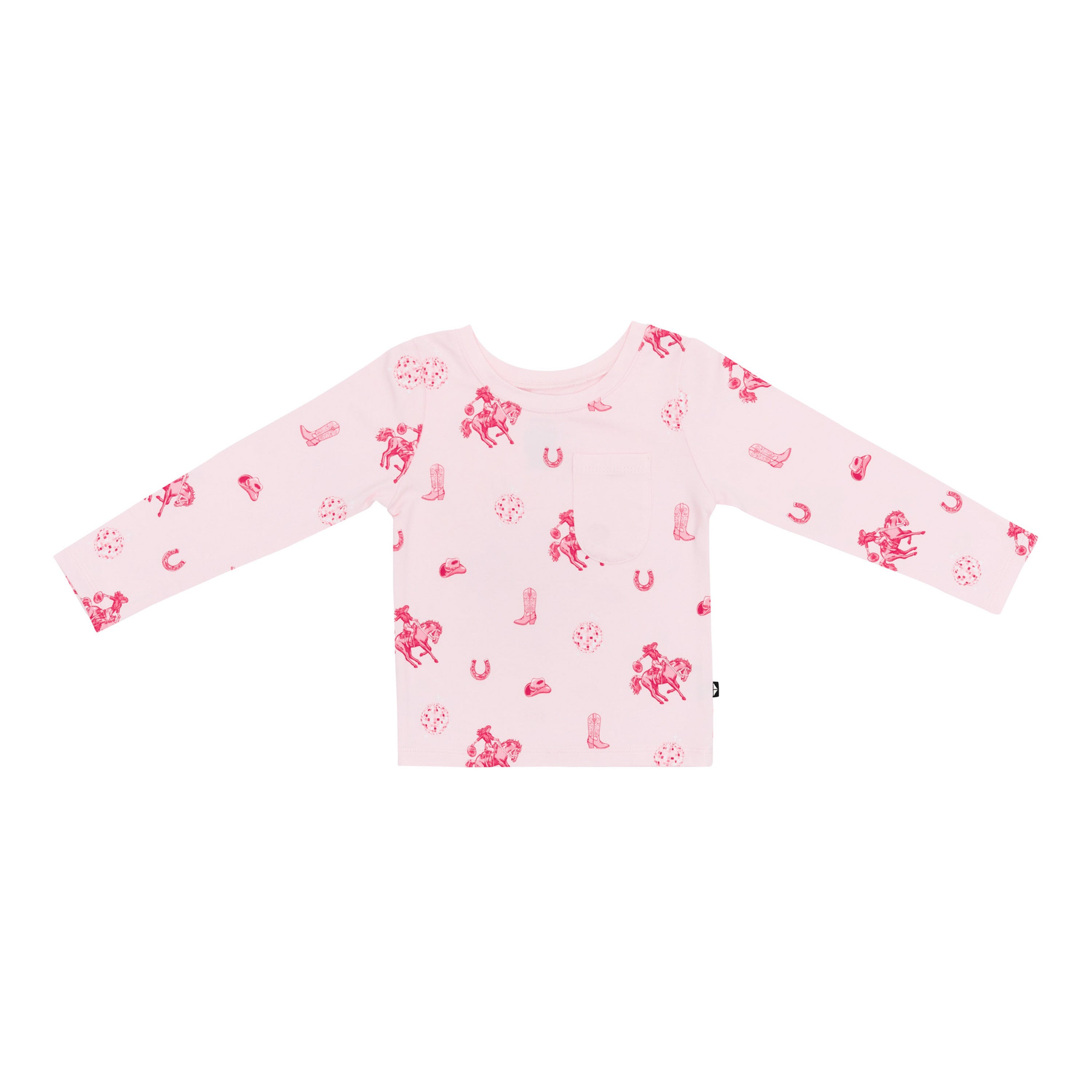 Product photo of the Long Sleeve Toddler Crew Neck Tee in Disco Cowgirl