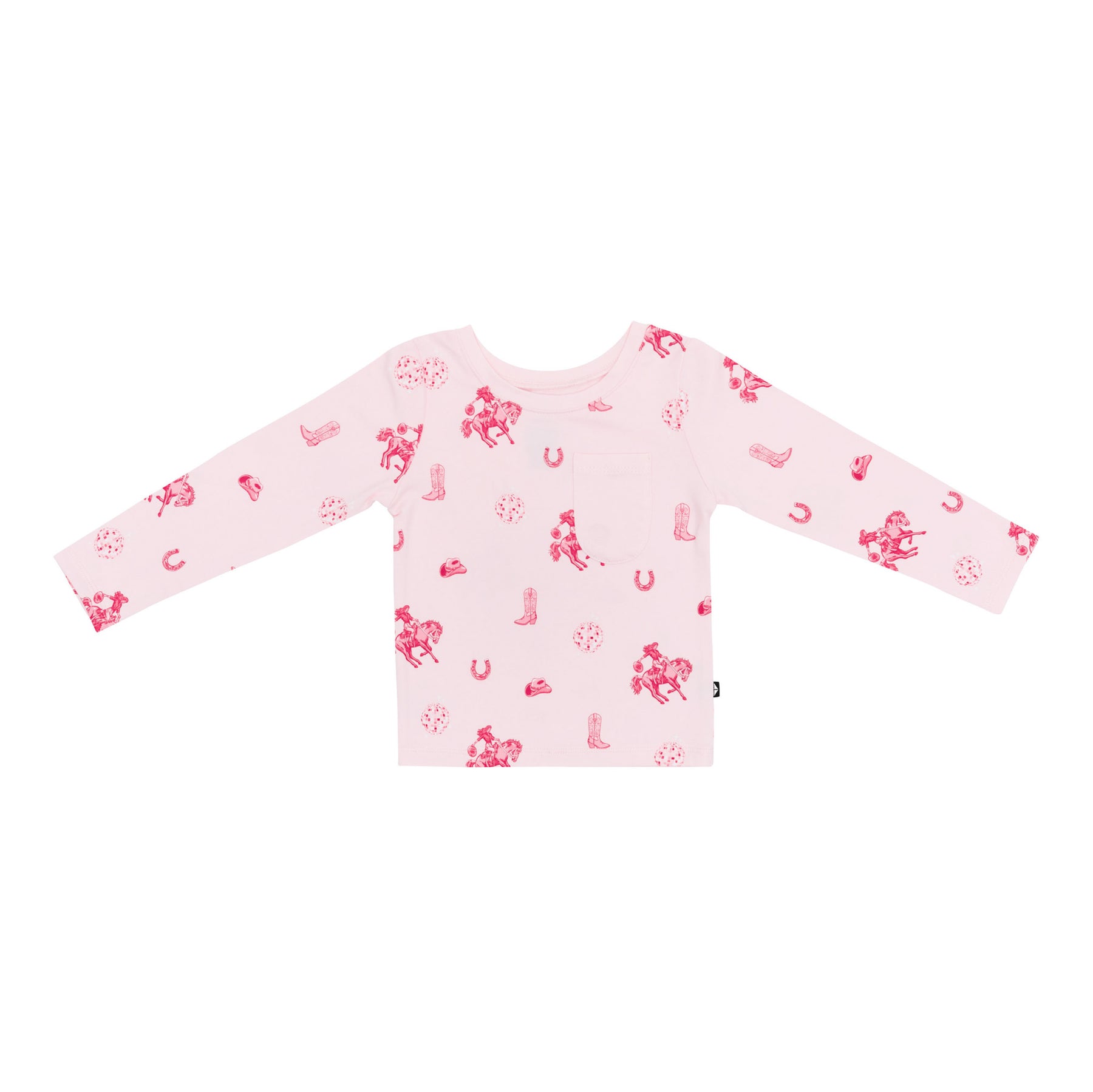 Product photo of the Long Sleeve Toddler Crew Neck Tee in Disco Cowgirl