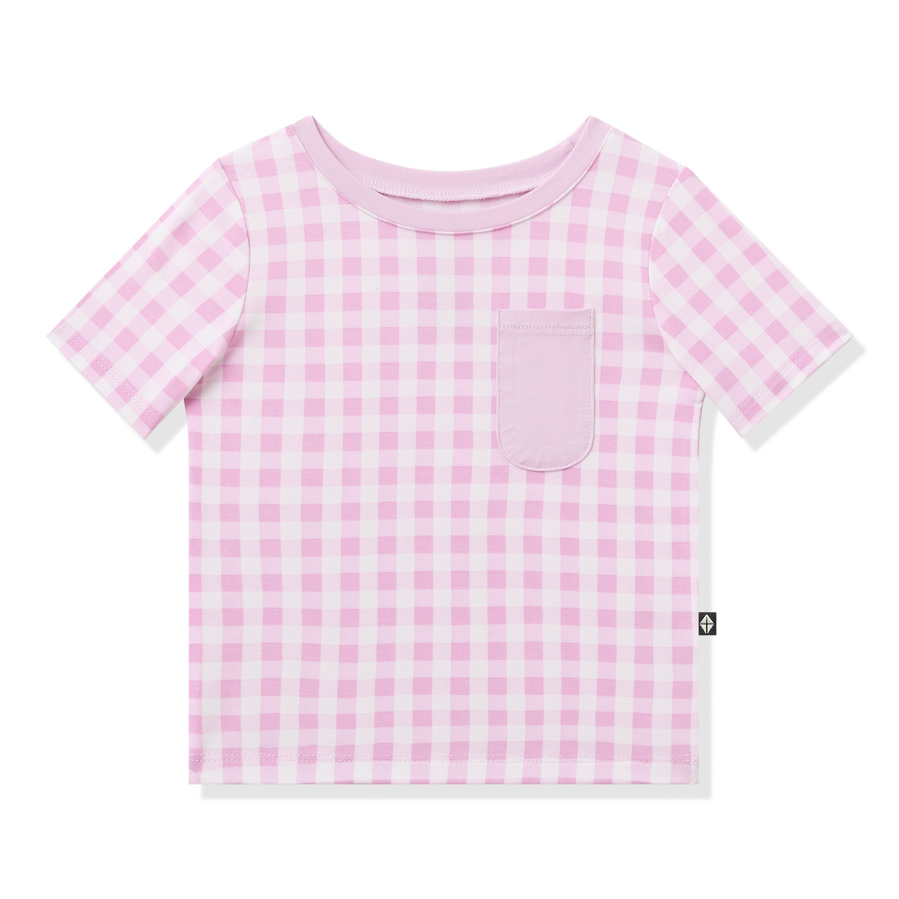 Product photo of the Toddler Crew Neck Tee in Gingham Thistle