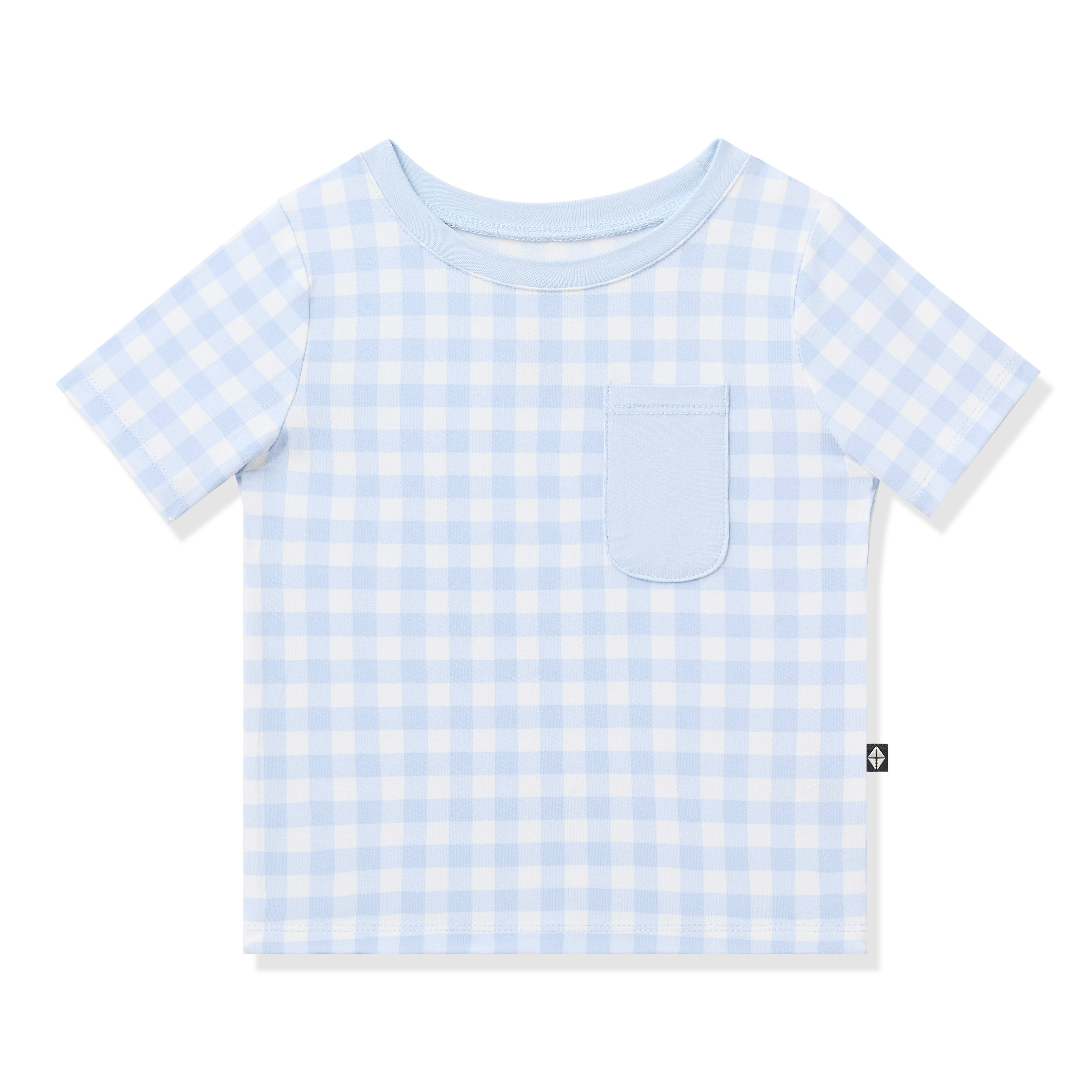 Product photo of the Toddler Crew Neck Tee in Gingham Breeze on a white surface