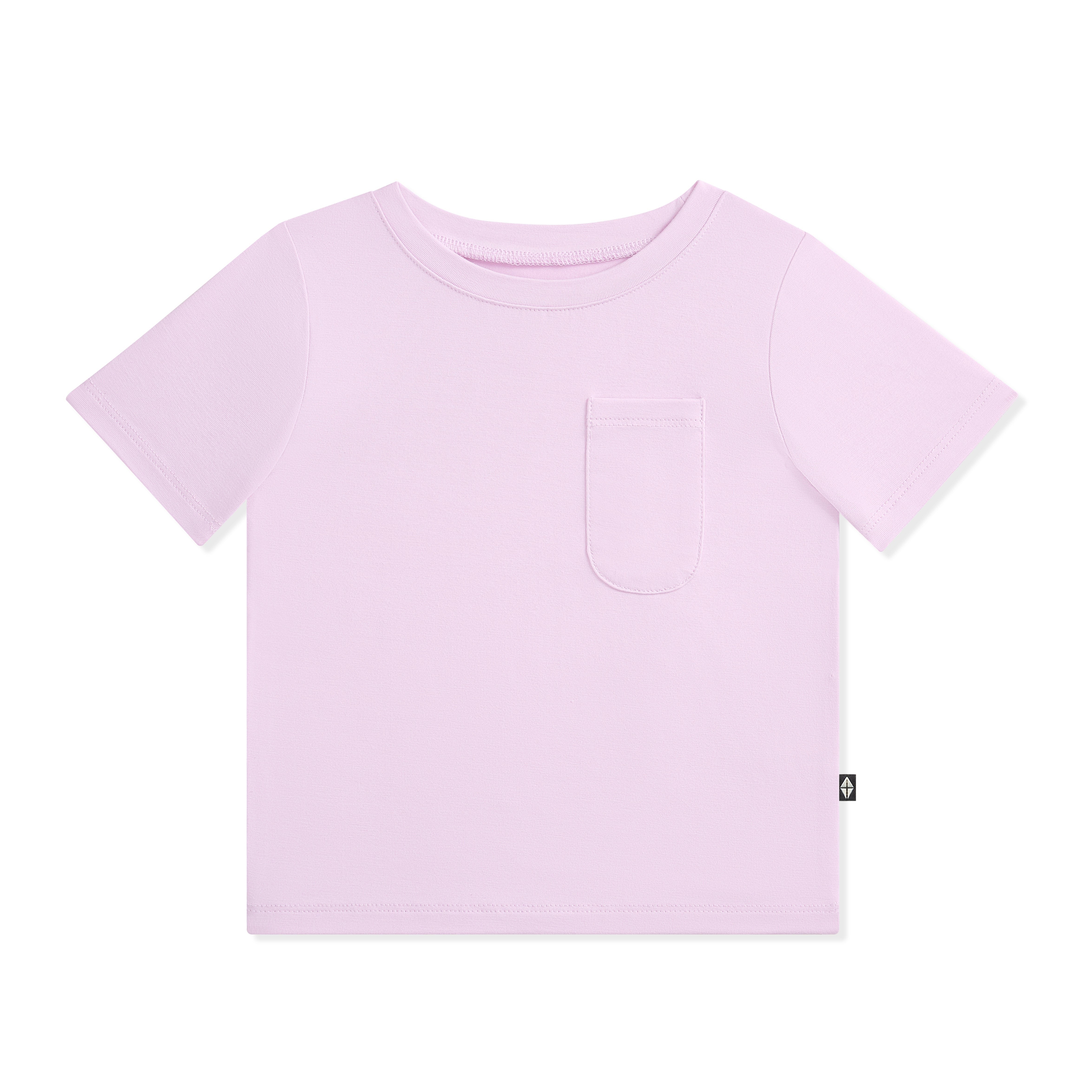 Light purple t-shirt with a small pocket on a white background