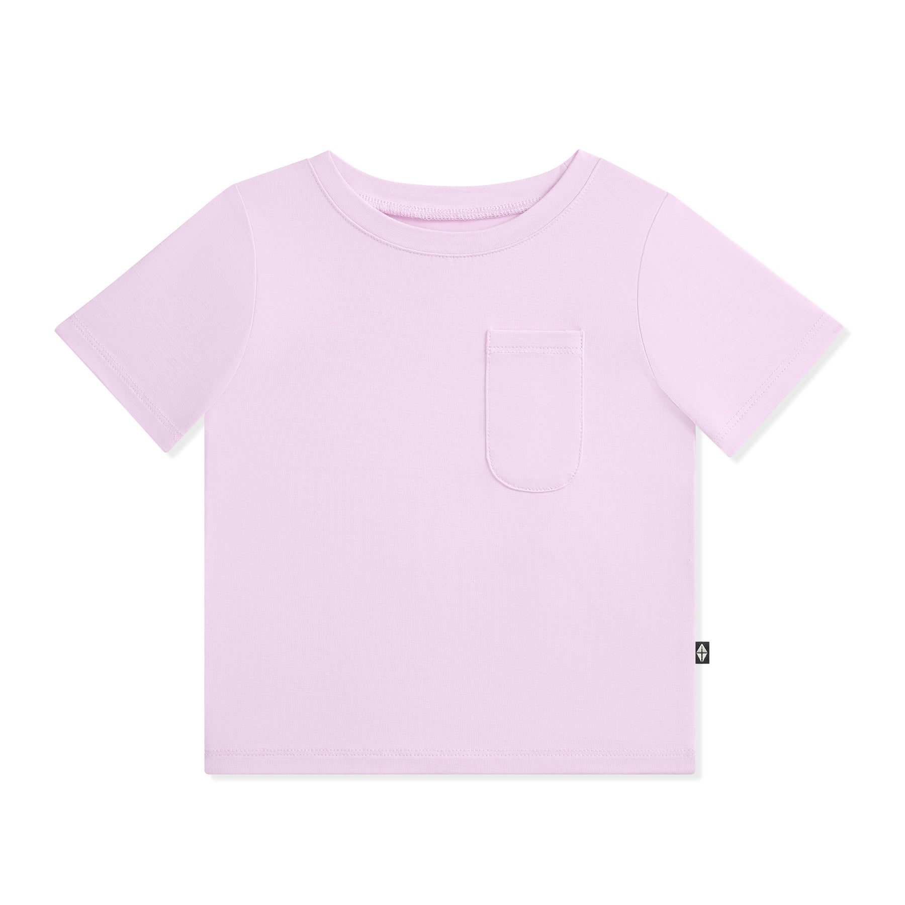 Light purple t-shirt with a small pocket on a white background