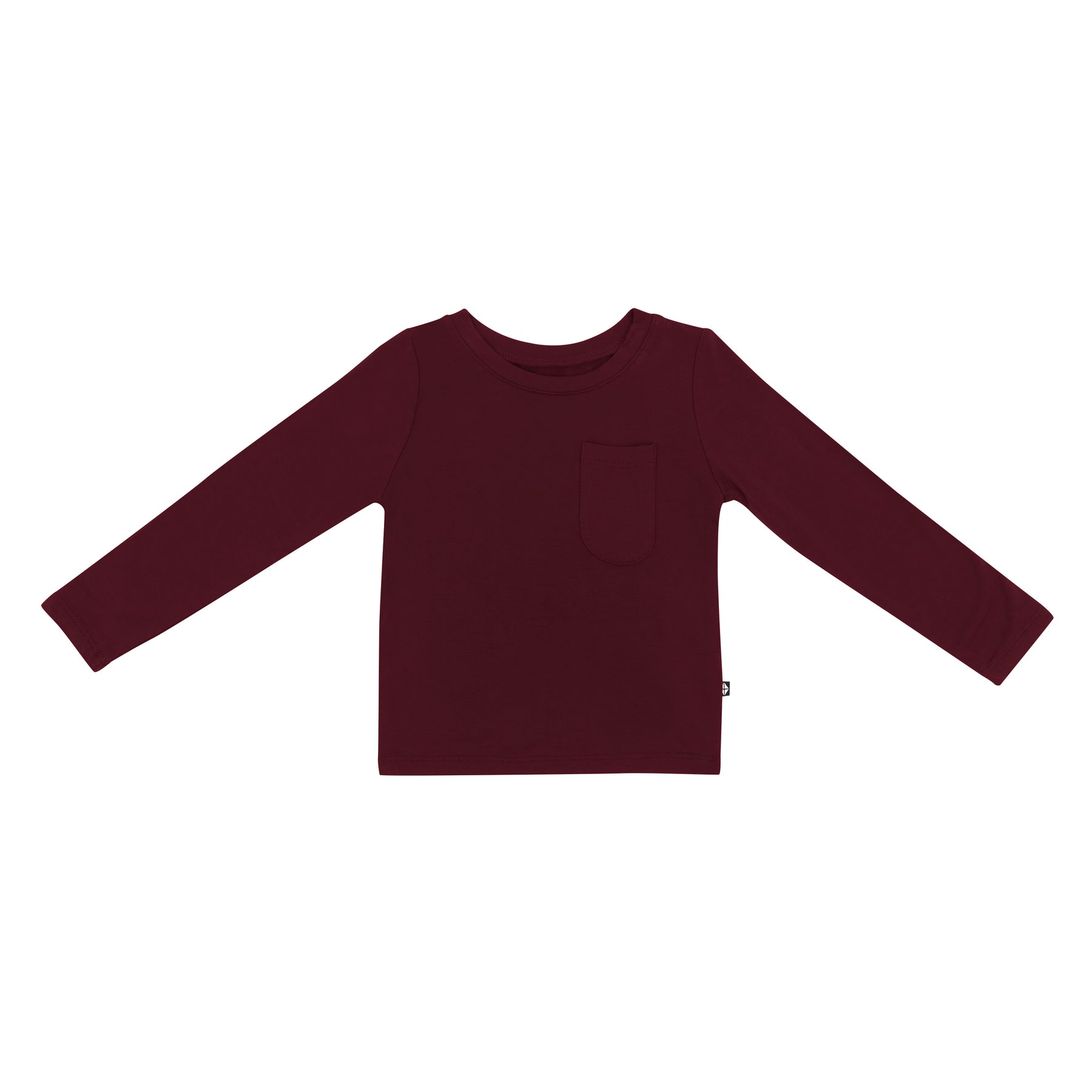 Long Sleeve Toddler Crew Neck Tee in Burgundy