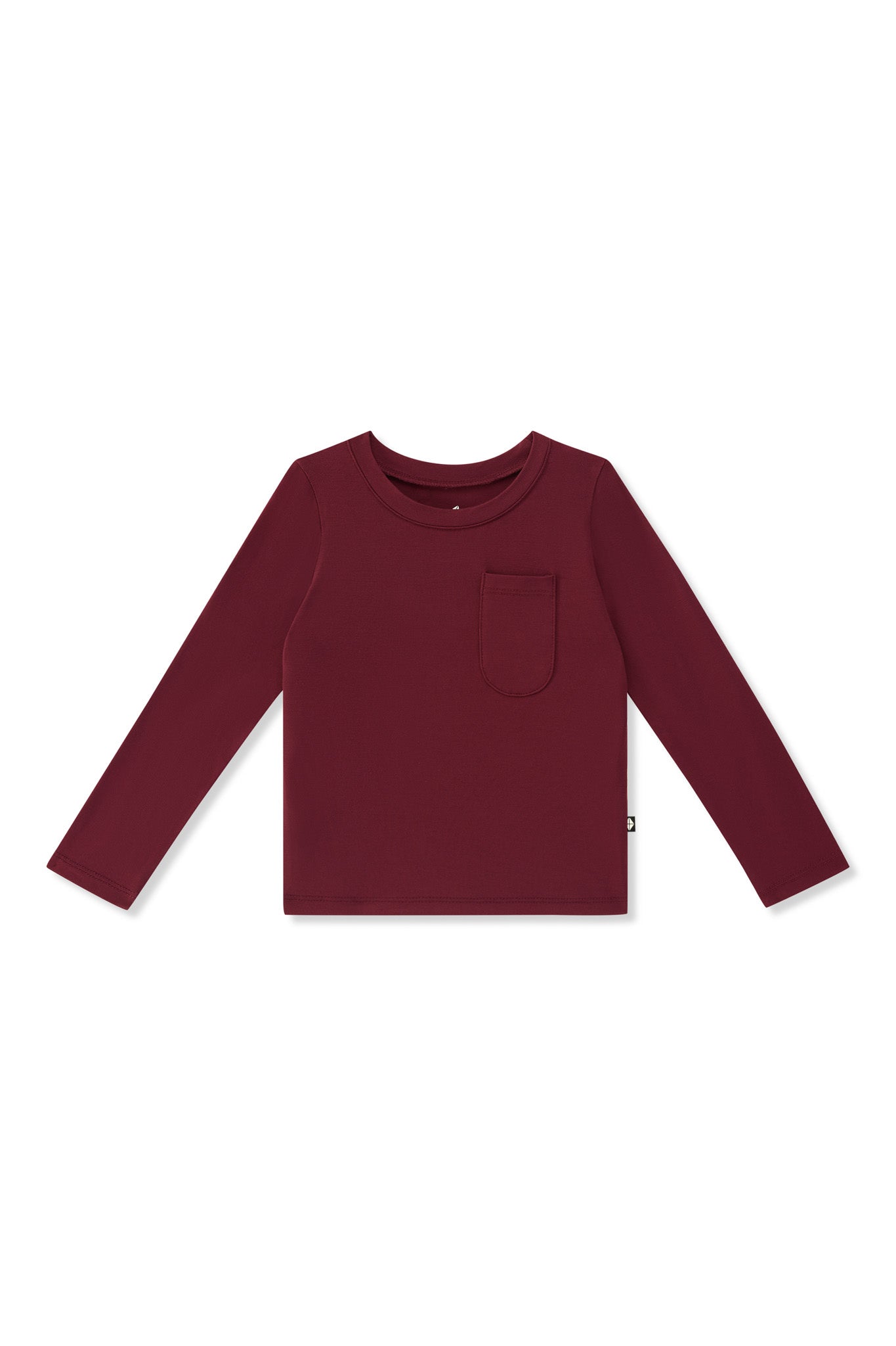 Long Sleeve Toddler Crew Neck Tee in Burgundy color on a white background
