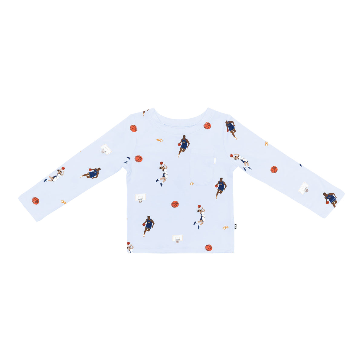 Product photo of the Long Sleeve Toddler Crew Neck Tee in Basketball