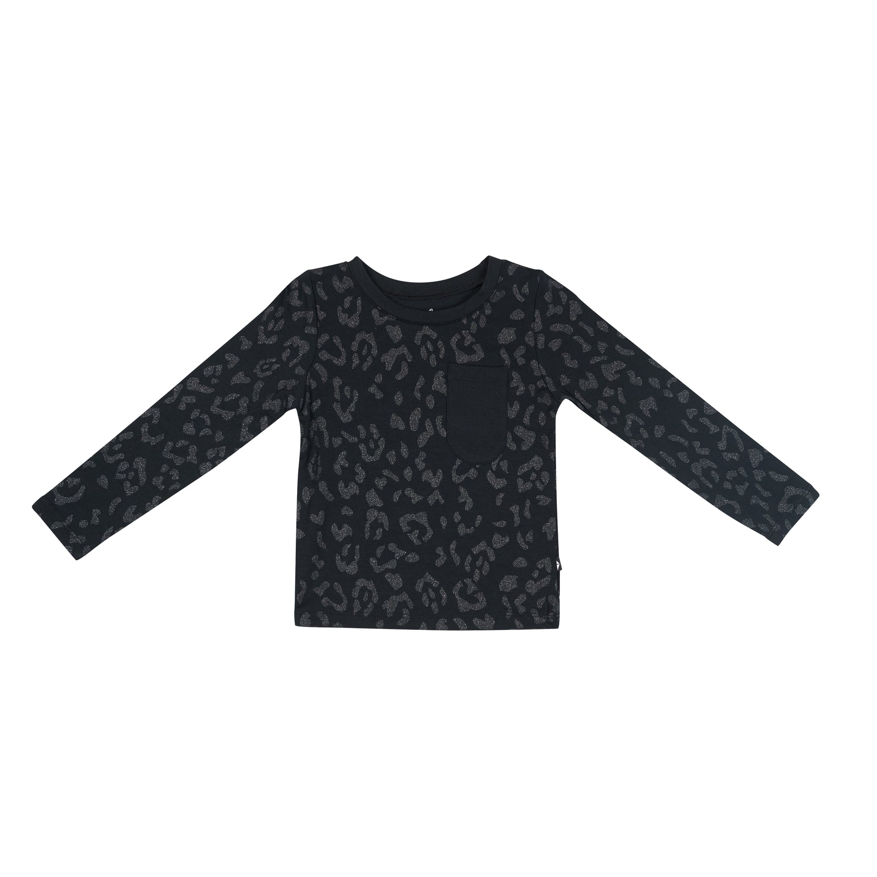 Long Sleeve Toddler Crew Neck Tee in Midnight Leopard