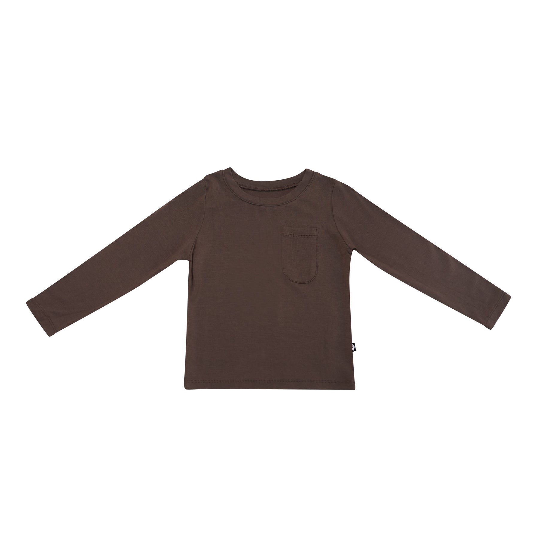 Product photo of the Long Sleeve Toddler Crew Neck Tee in Espresso