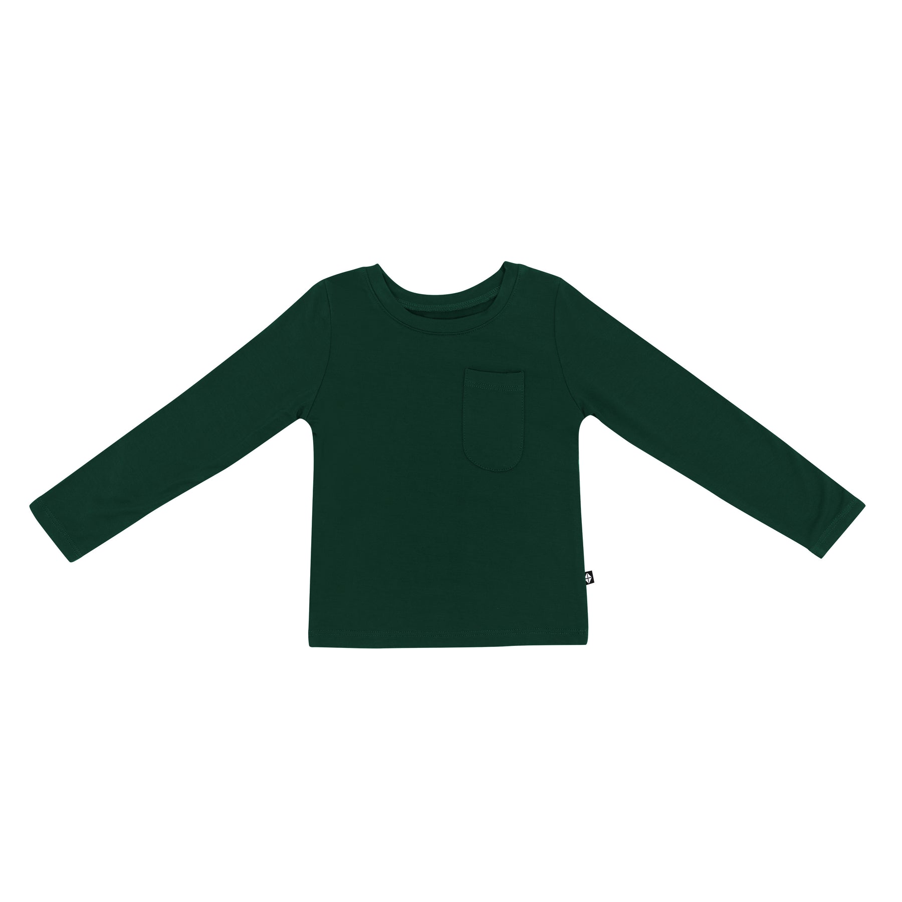 Long Sleeve Toddler Crew Neck Tee in Evergreen