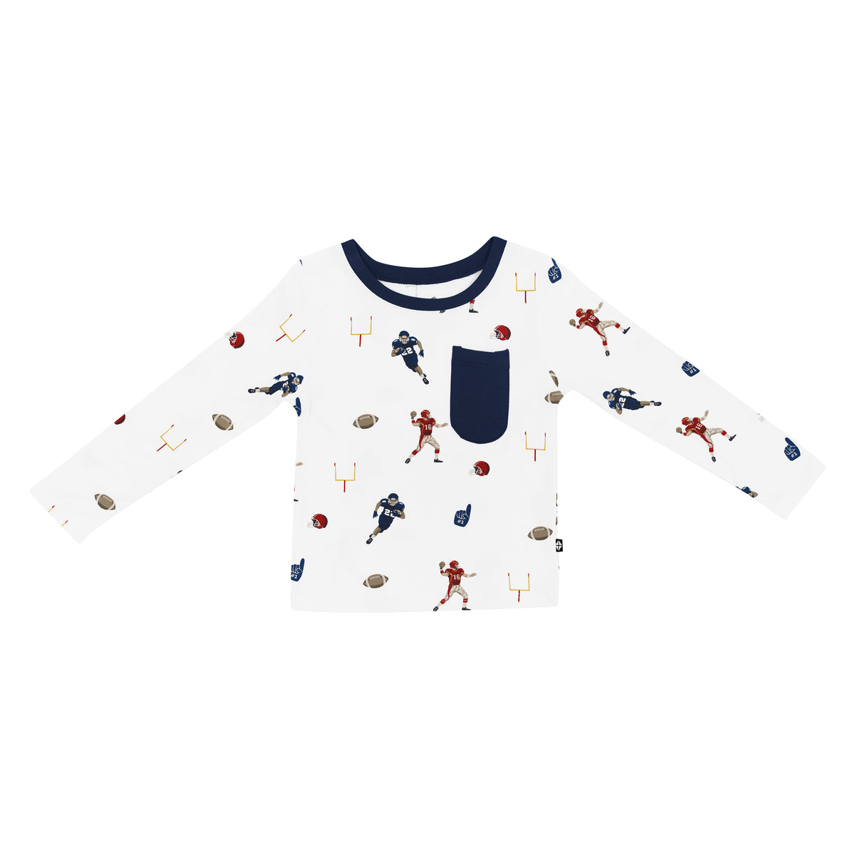 Long Sleeve Toddler Crew Neck Tee in Football