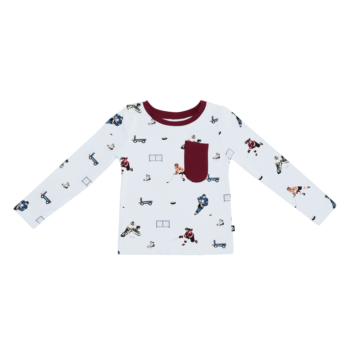 Long Sleeve Toddler Crew Neck Tee in Hockey