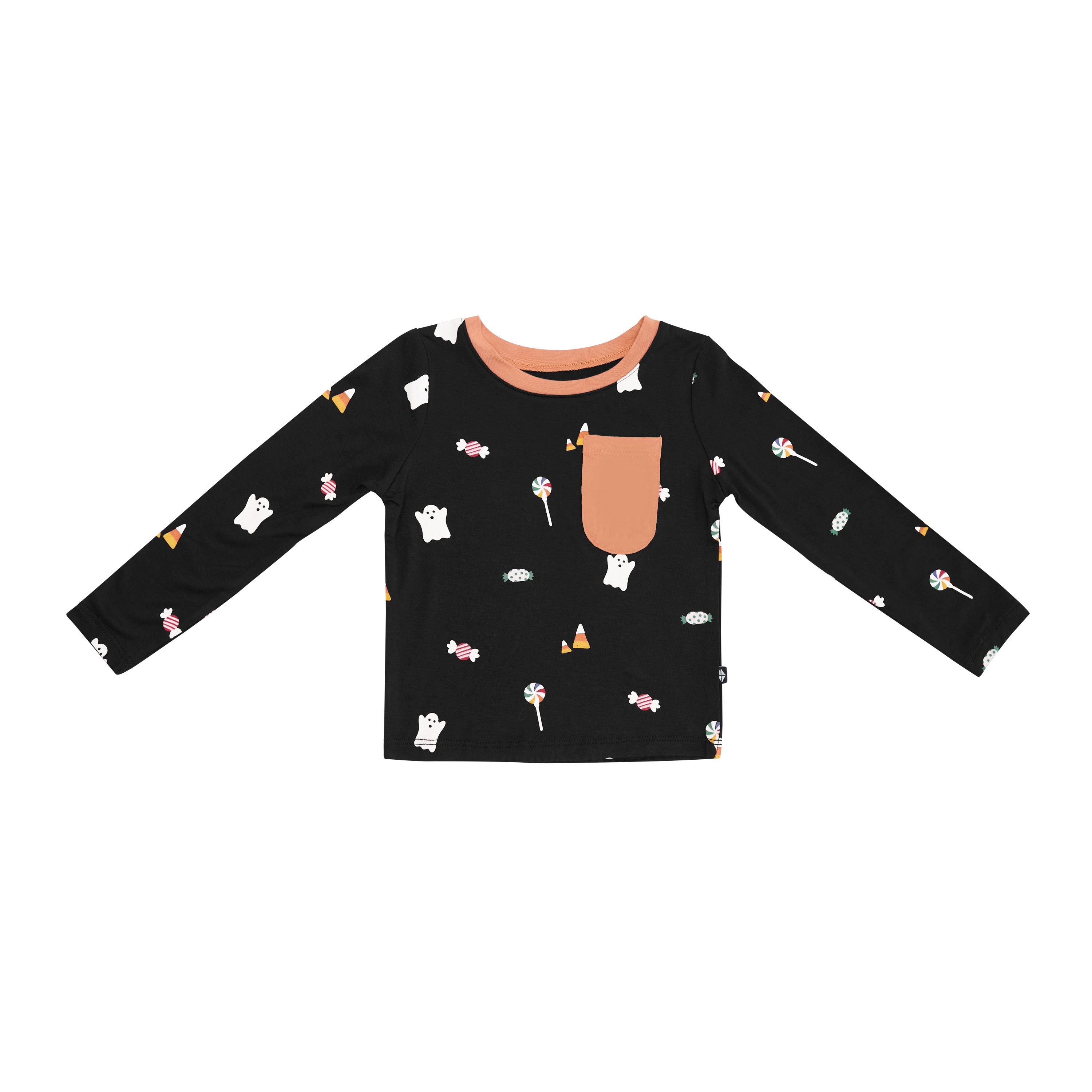 Long Sleeve Toddler Crew Neck Tee in Trick or Treat