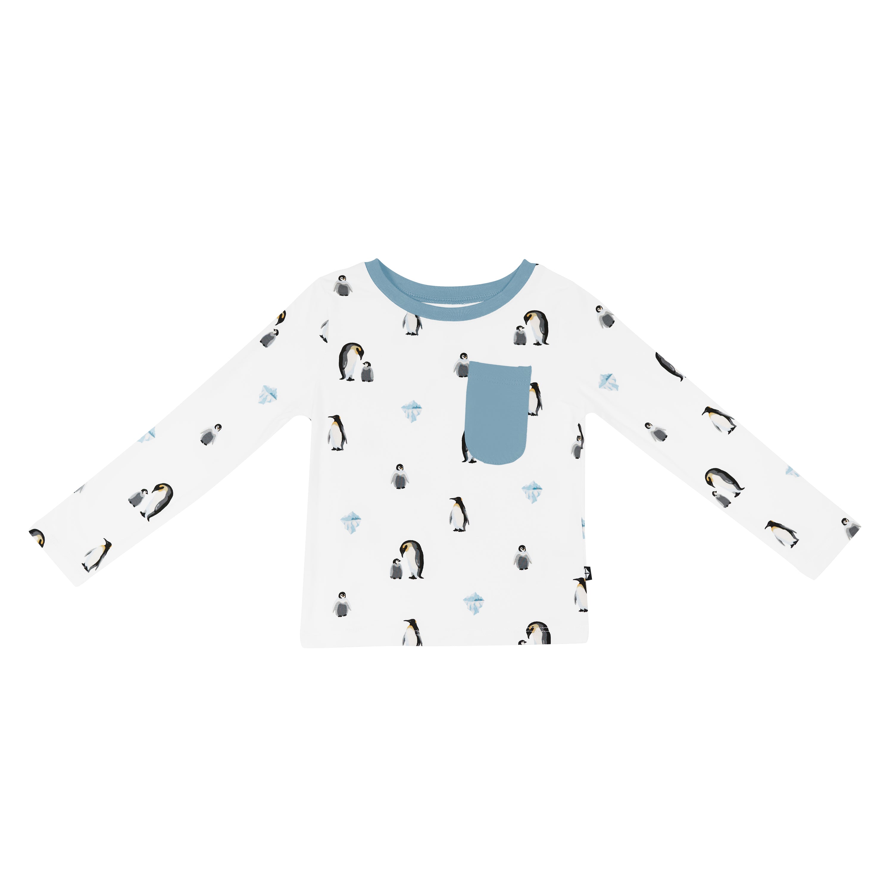 Long Sleeve Toddler Crew Neck Tee in Penguin