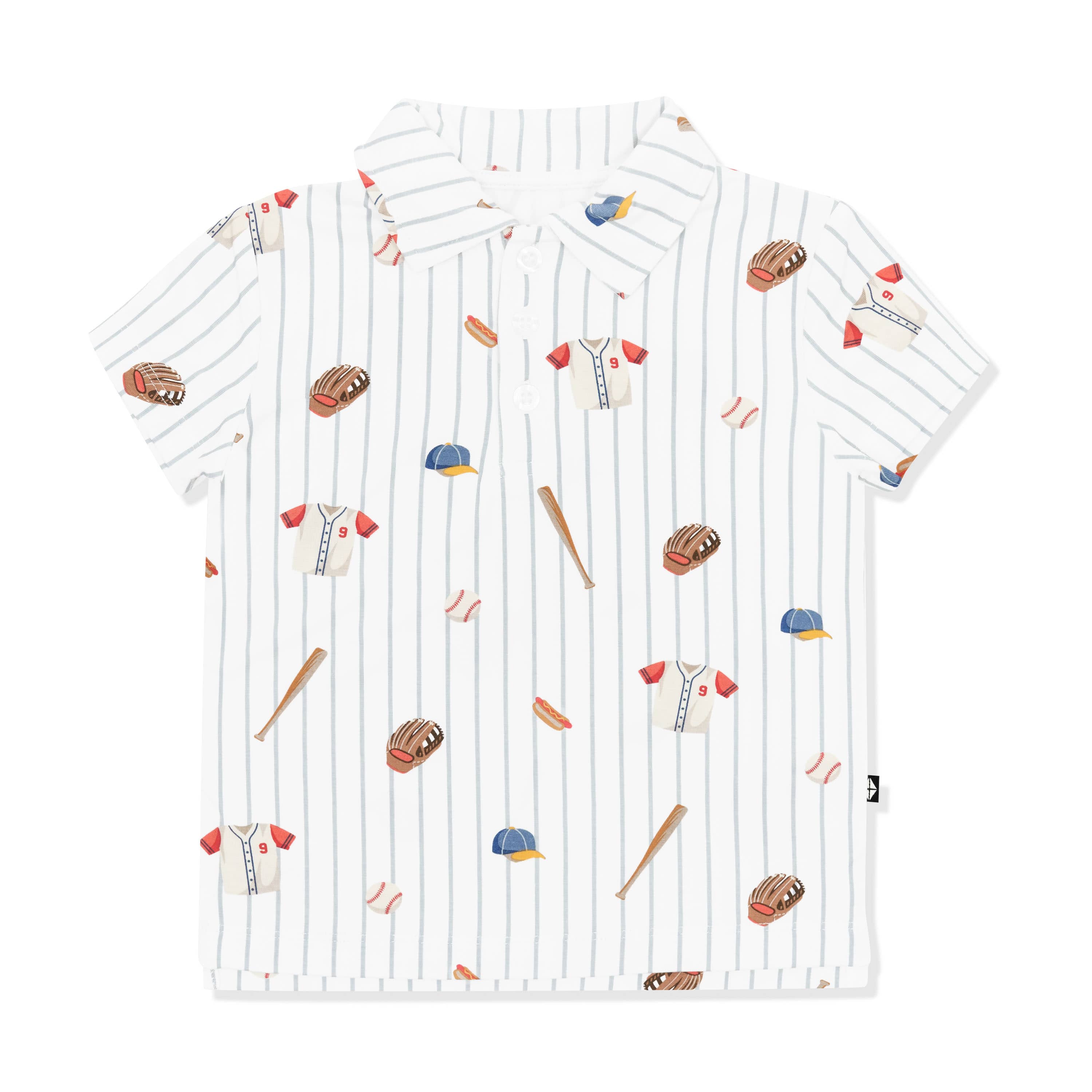 Toddler Short Sleeve Polo in Home Run shown on a white surface