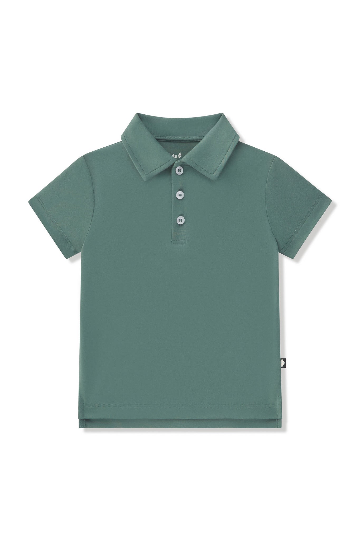 Toddler Short Sleeve Polo in Pine on a white background