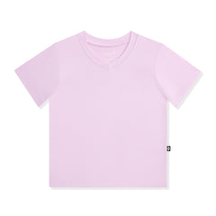 Light purple v-neck tee on a white background