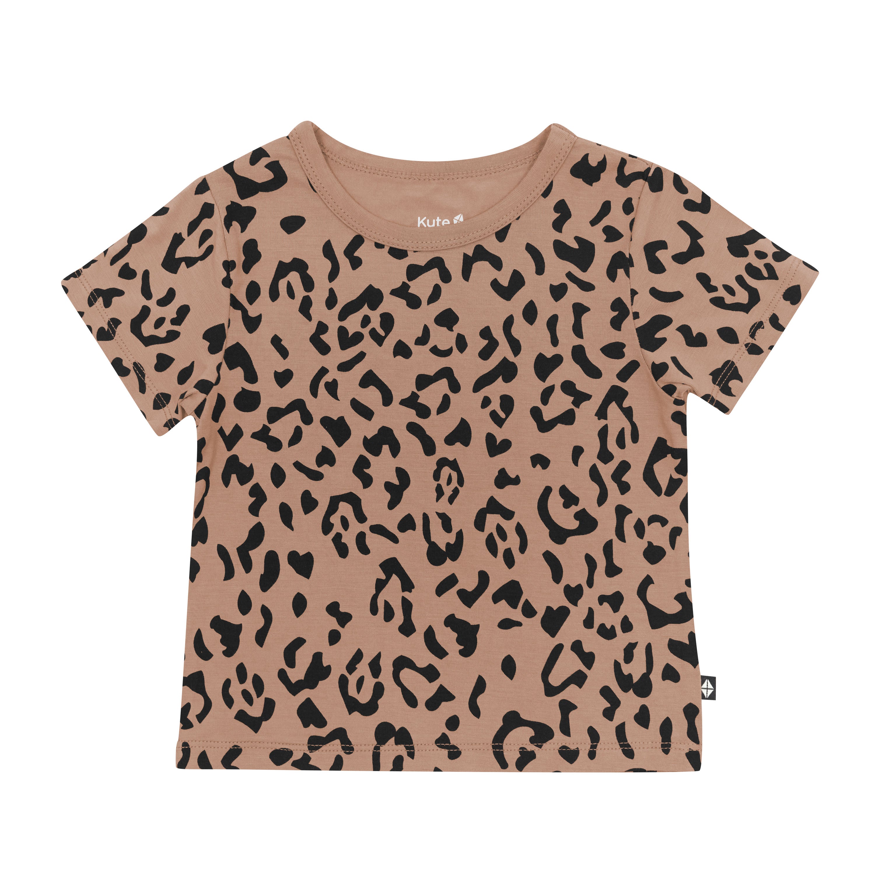 Product photo of the Toddler Basic Tee in Latte Leopard