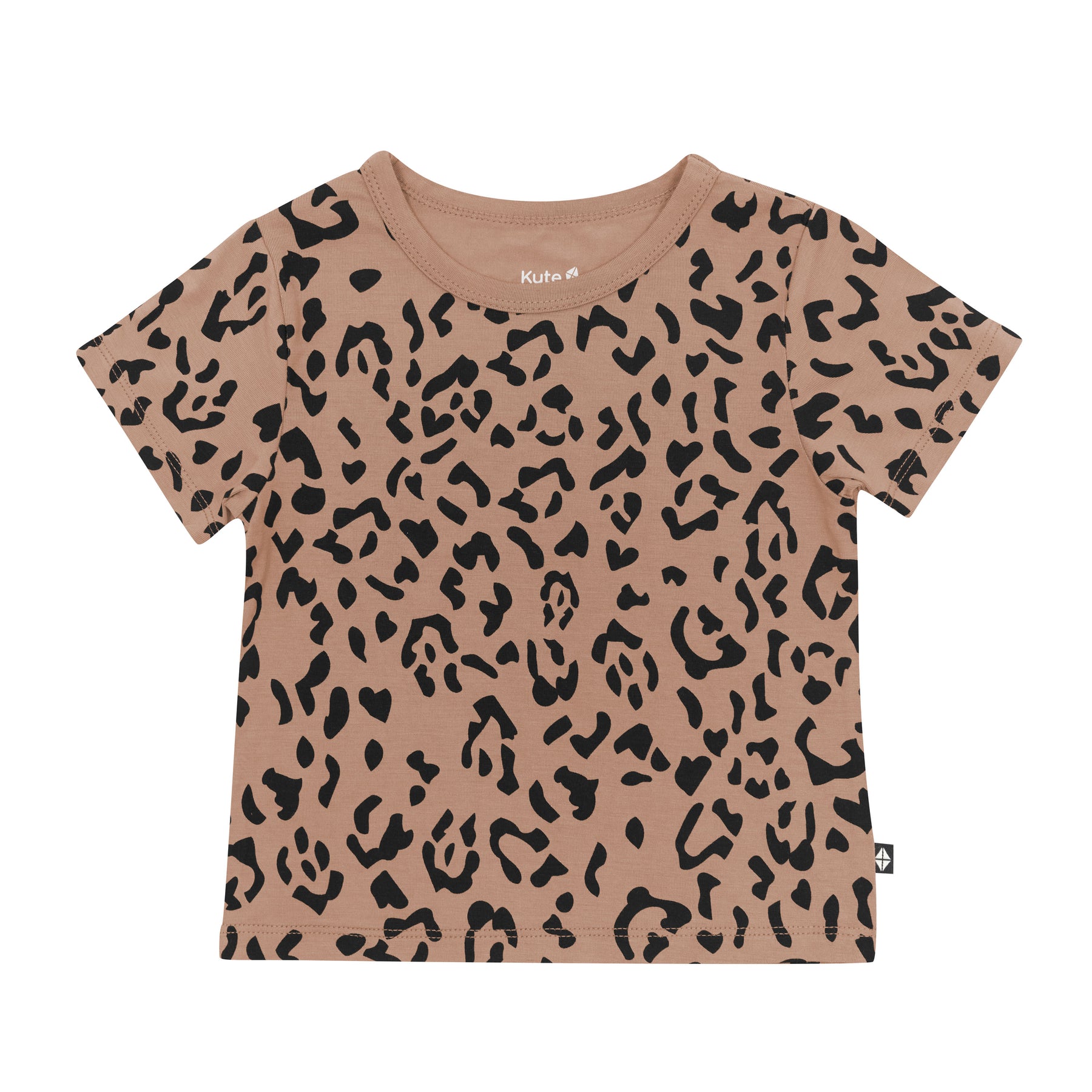 Product photo of the Toddler Basic Tee in Latte Leopard