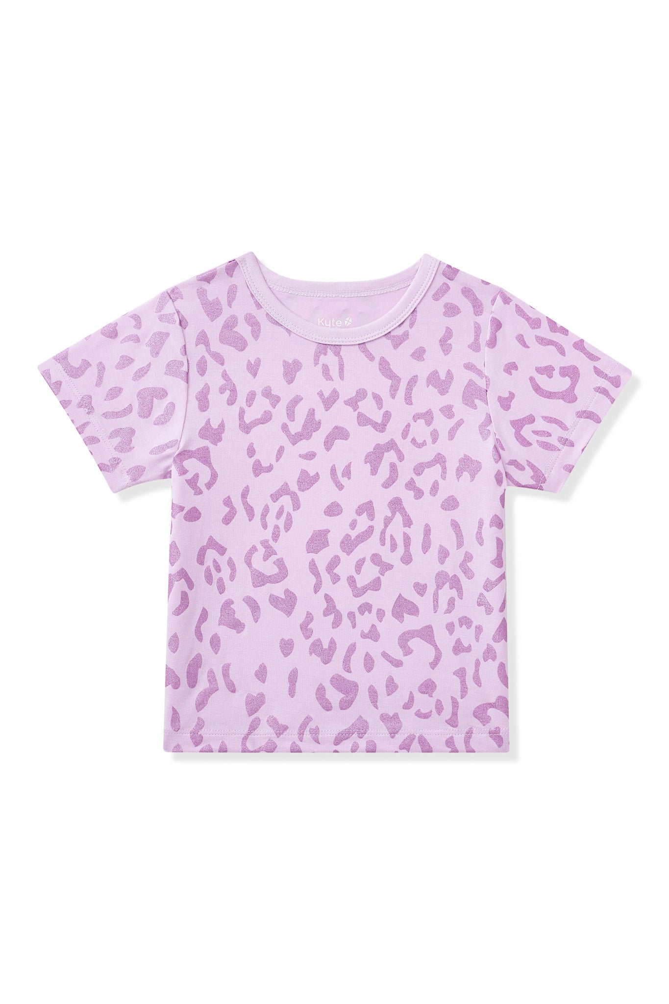 Toddler Basic Tee in Thistle Leopard print on white background