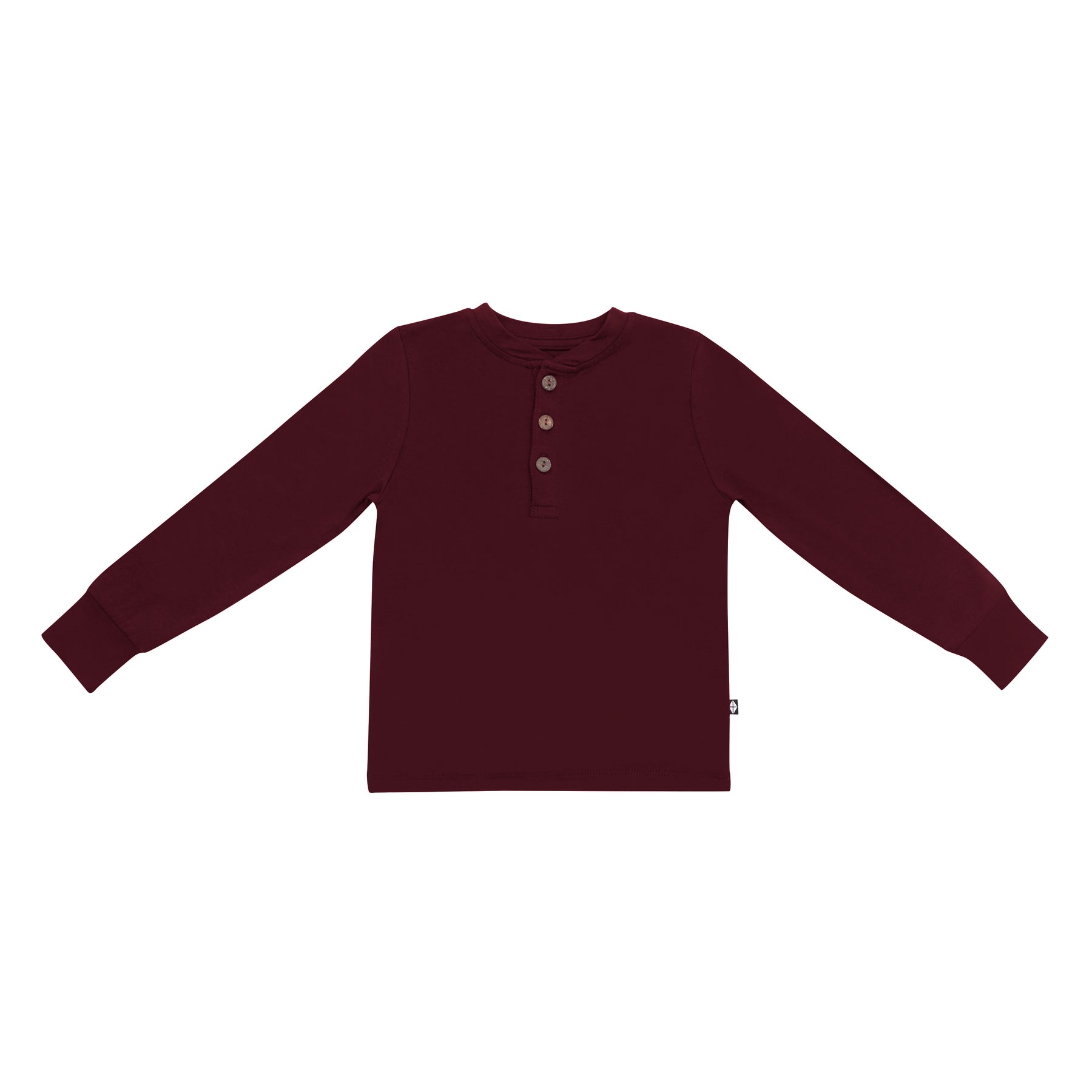 Long Sleeve Toddler Henley Tee in Burgundy