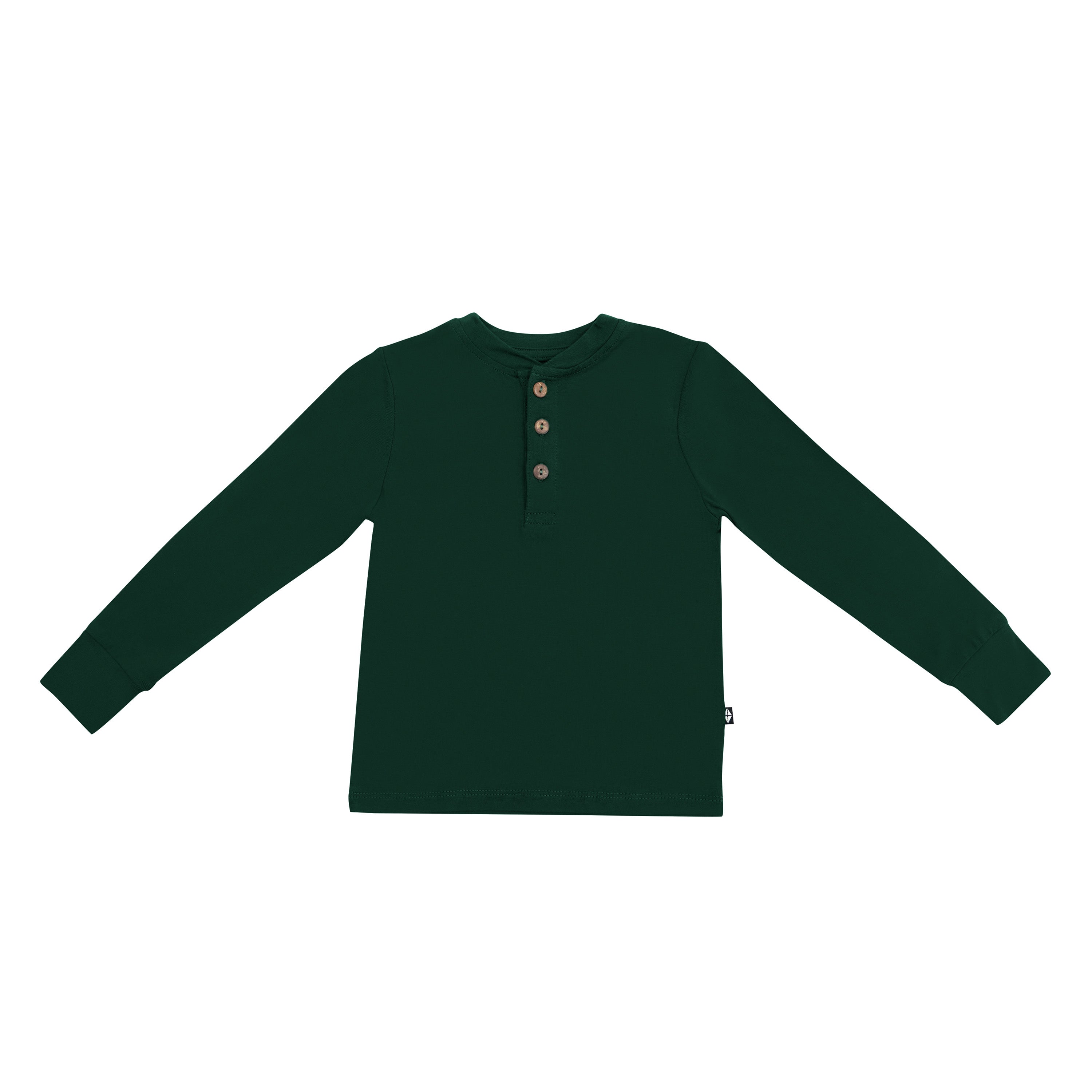 Long Sleeve Toddler Henley Tee in Evergreen