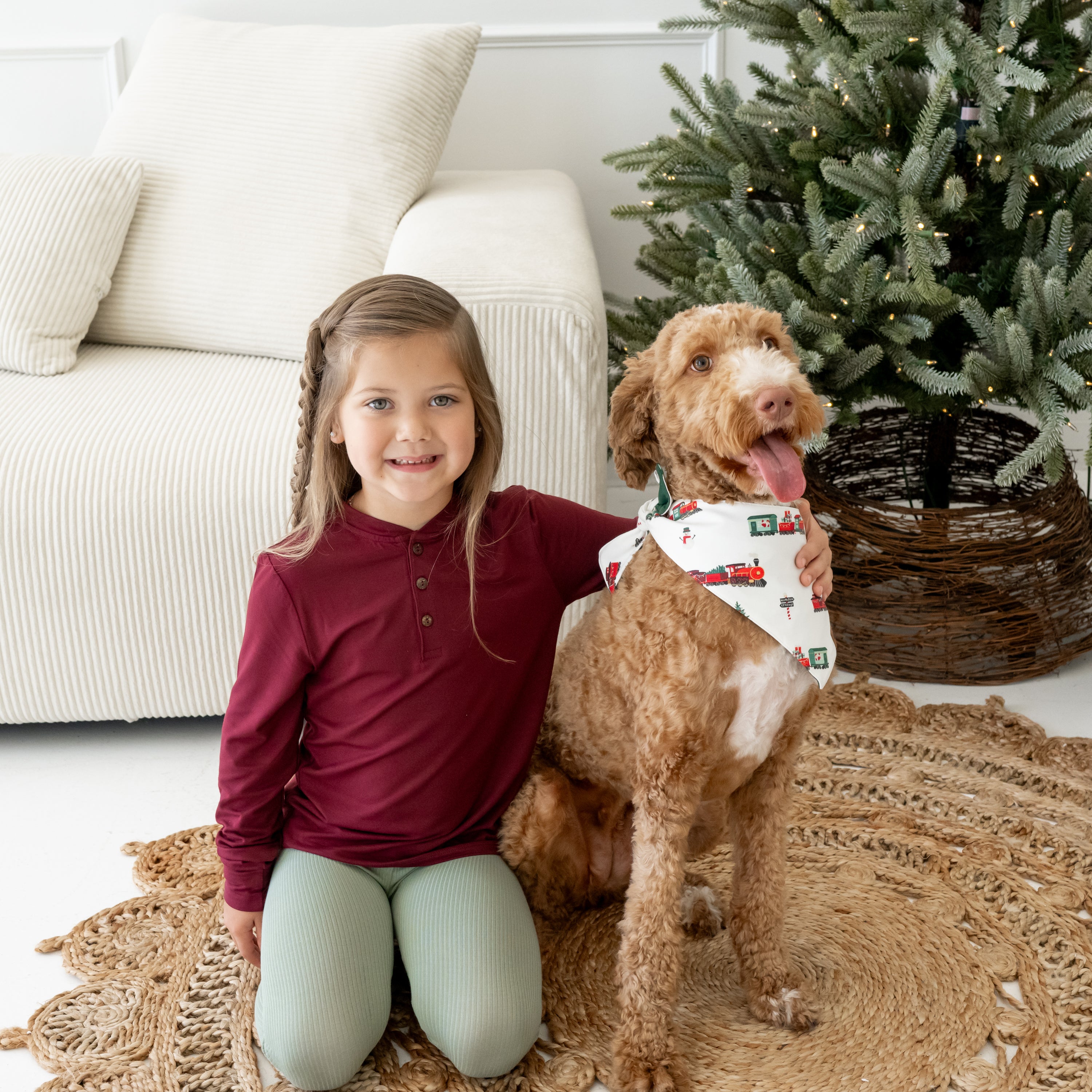 Long Sleeve Toddler Henley Tee in Burgundy