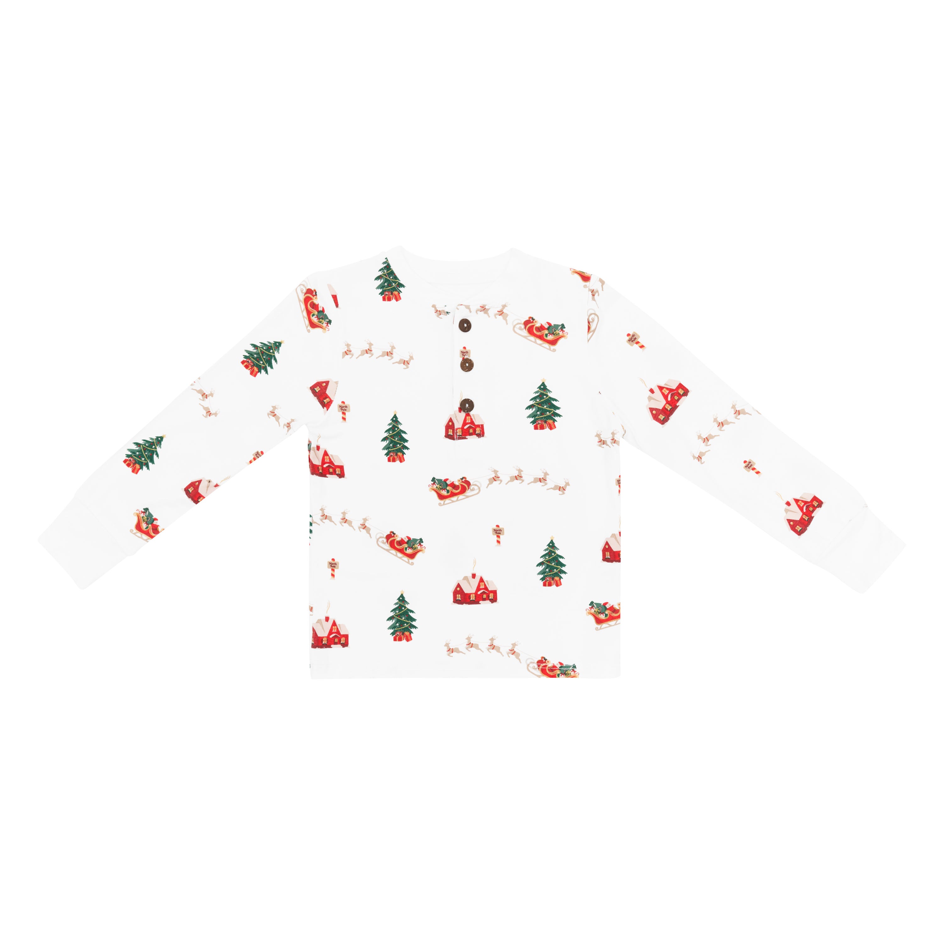 Product photo of the Long Sleeve Toddler Henley Tee in Santa Sleigh