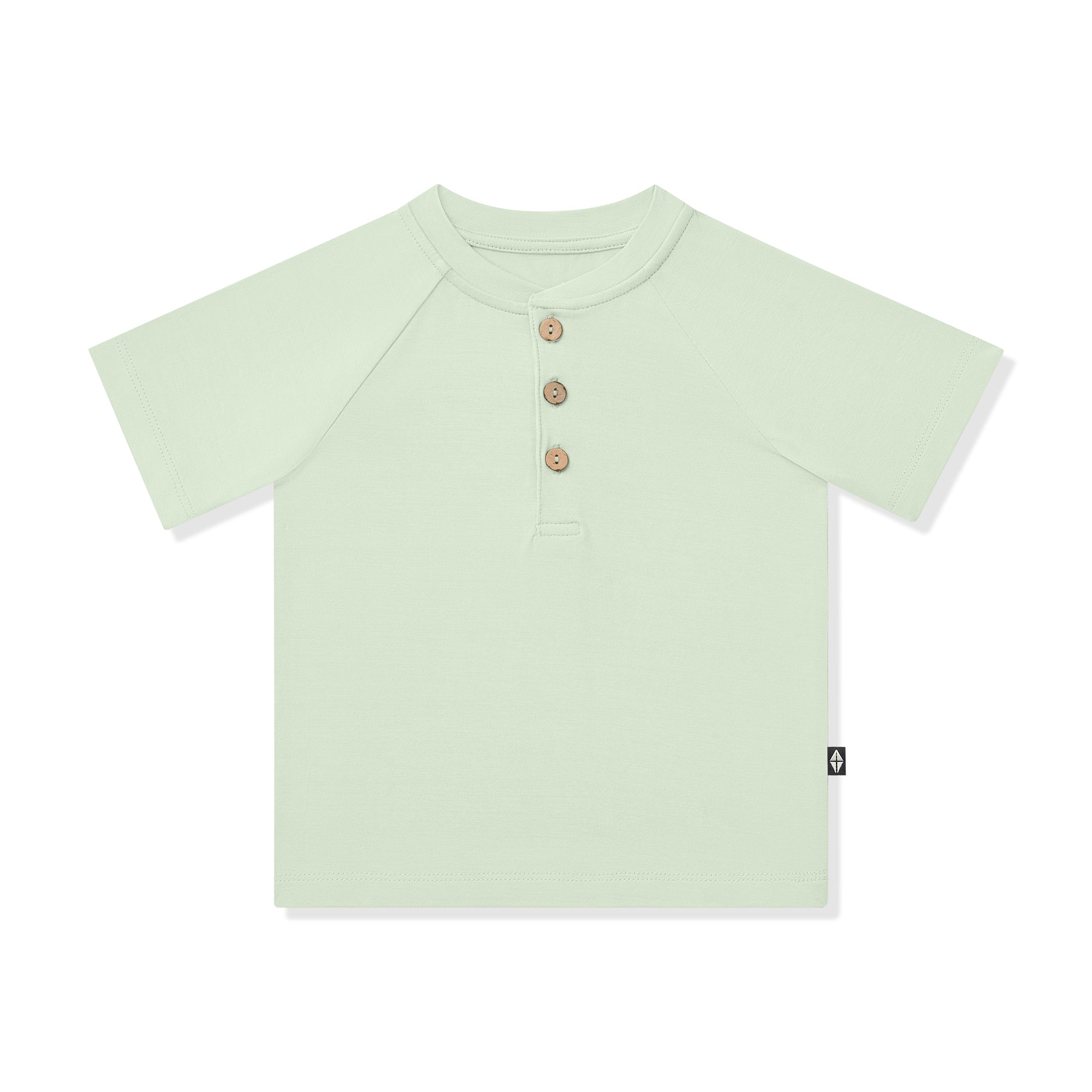Product photo of the Short Sleeve Toddler Henley Tee in Basil