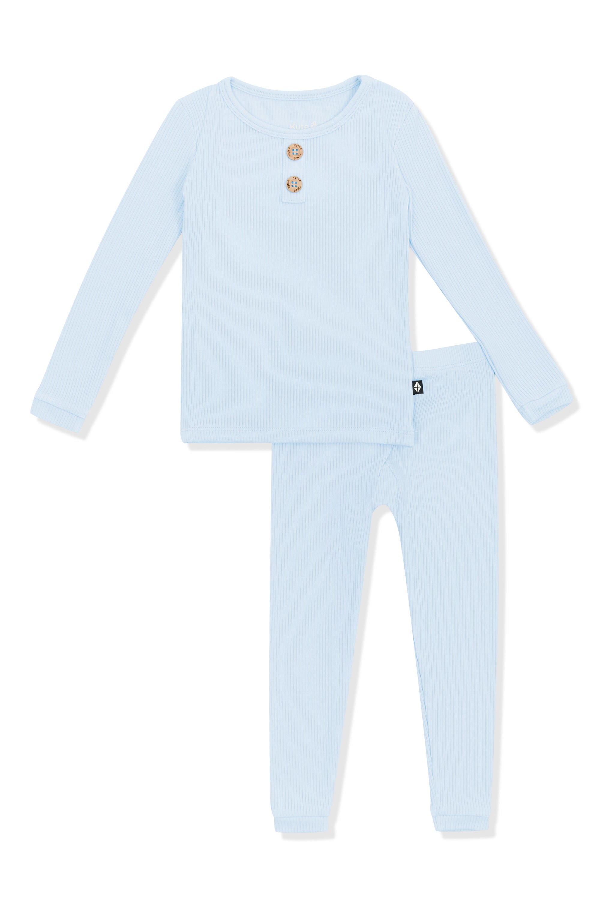 Product photo of the Ribbed Henley Set in Breeze on a white background