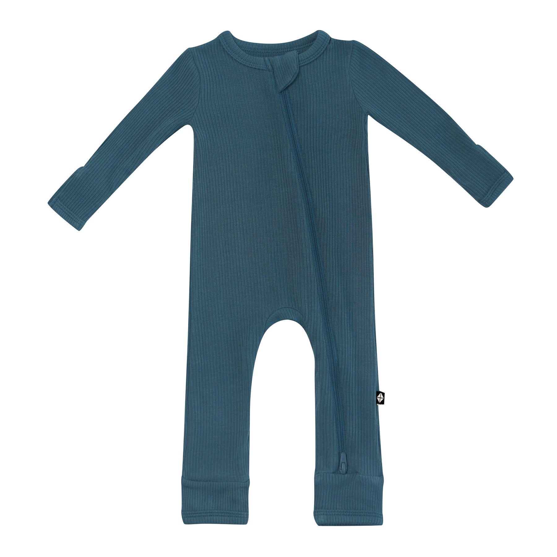 Product photo of the Ribbed Zipper Romper in Atlantic