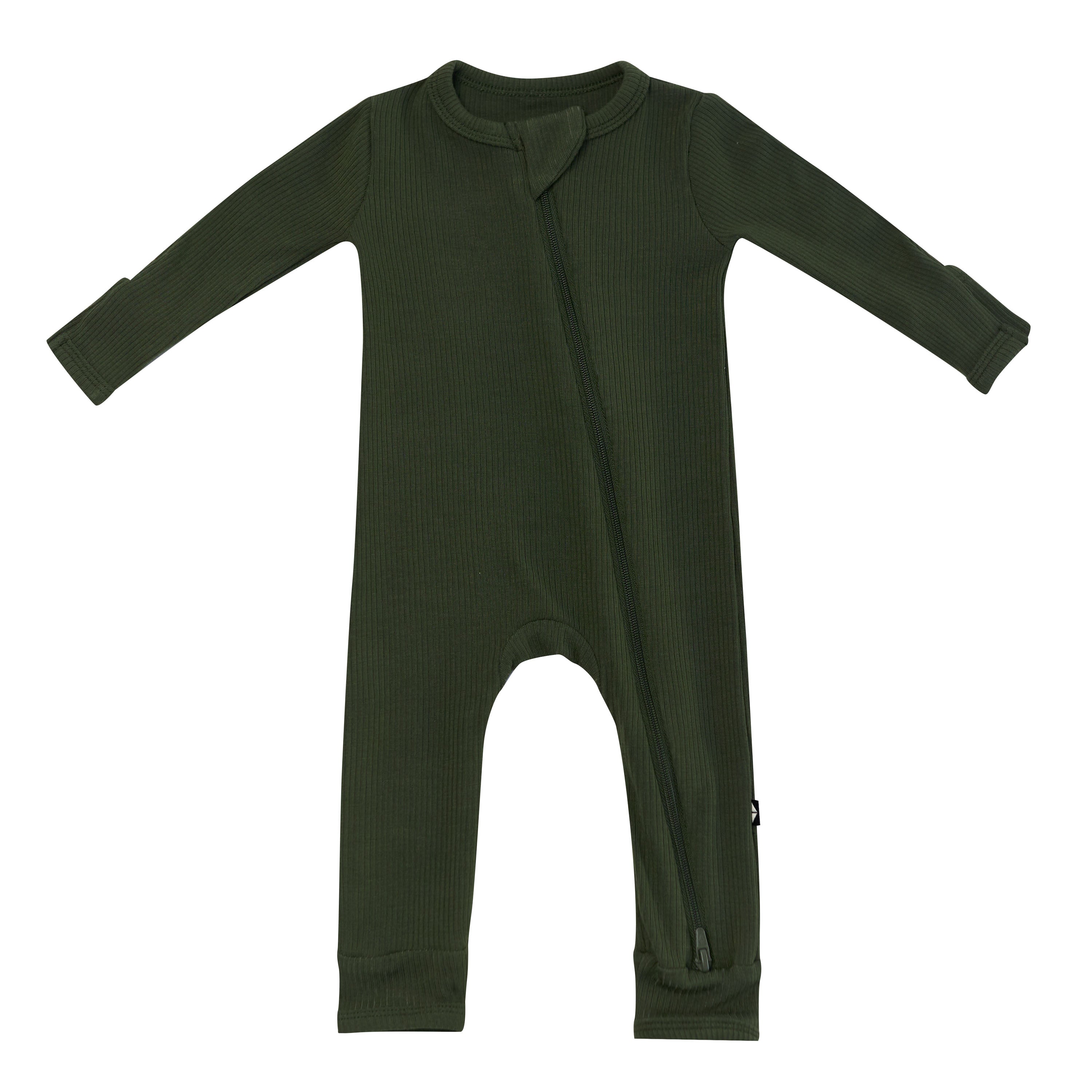 Product photo of the Ribbed Zipper Romper in Fir