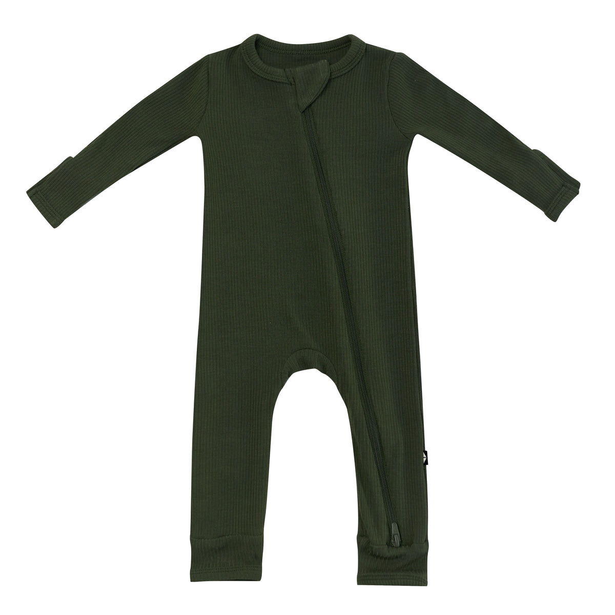 Product photo of the Ribbed Zipper Romper in Fir
