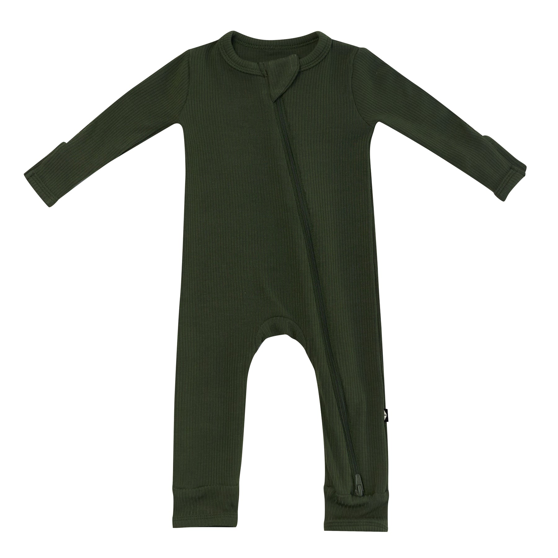 Product photo of the Ribbed Zipper Romper in Fir