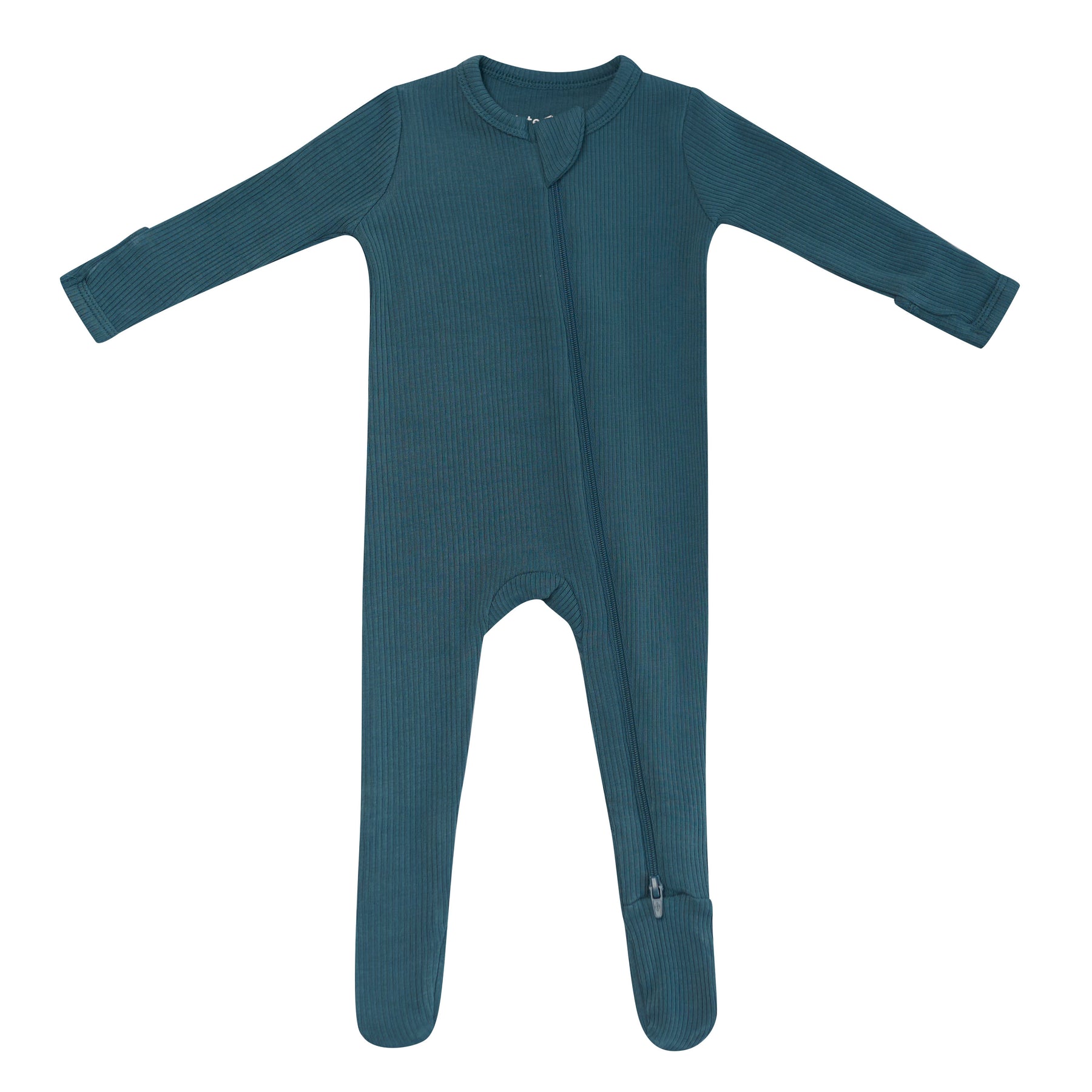 Product photo of the Ribbed Zipper Footie in Atlantic