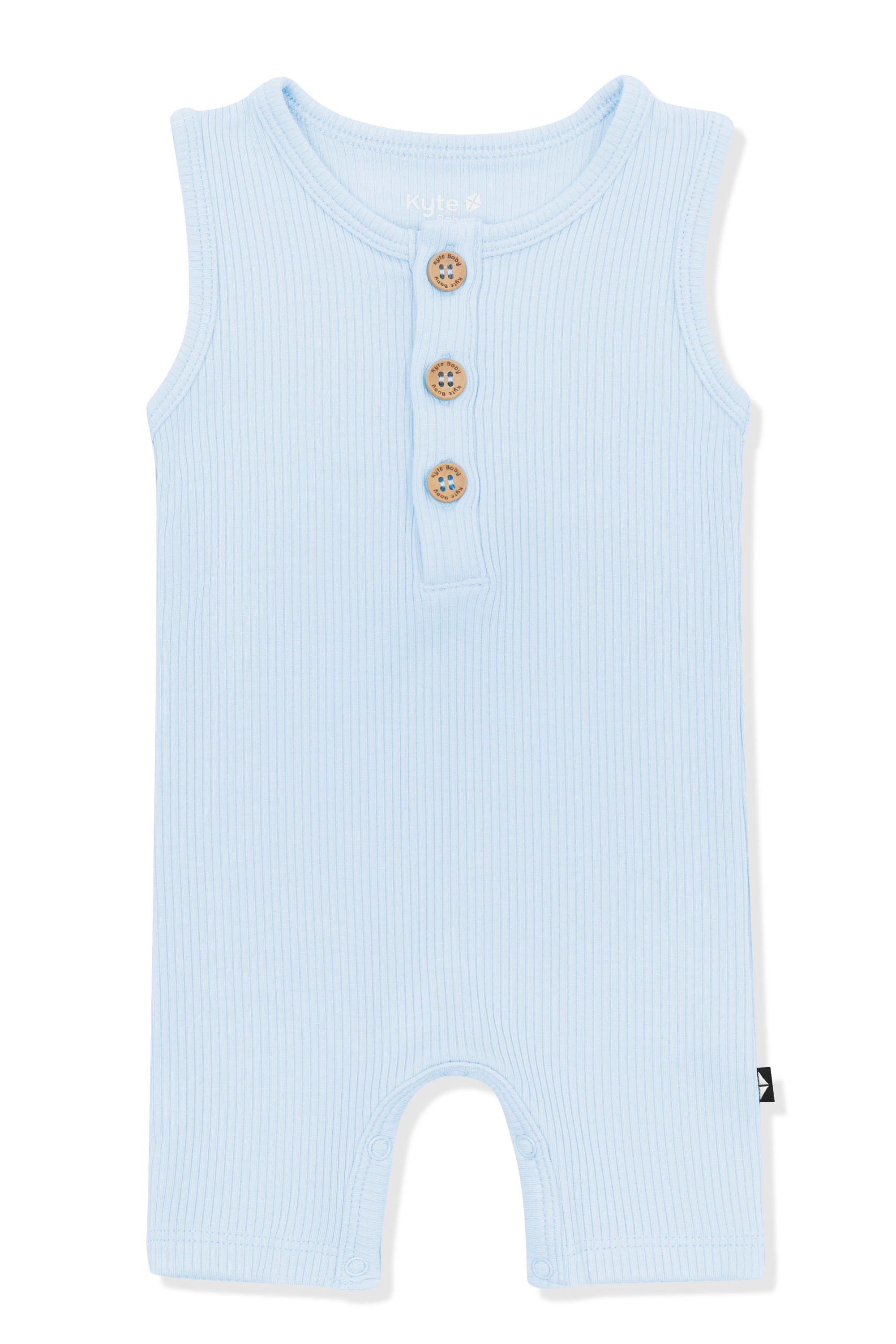 Product photo of the Ribbed Sleeveless Shortall in Breeze on a white background