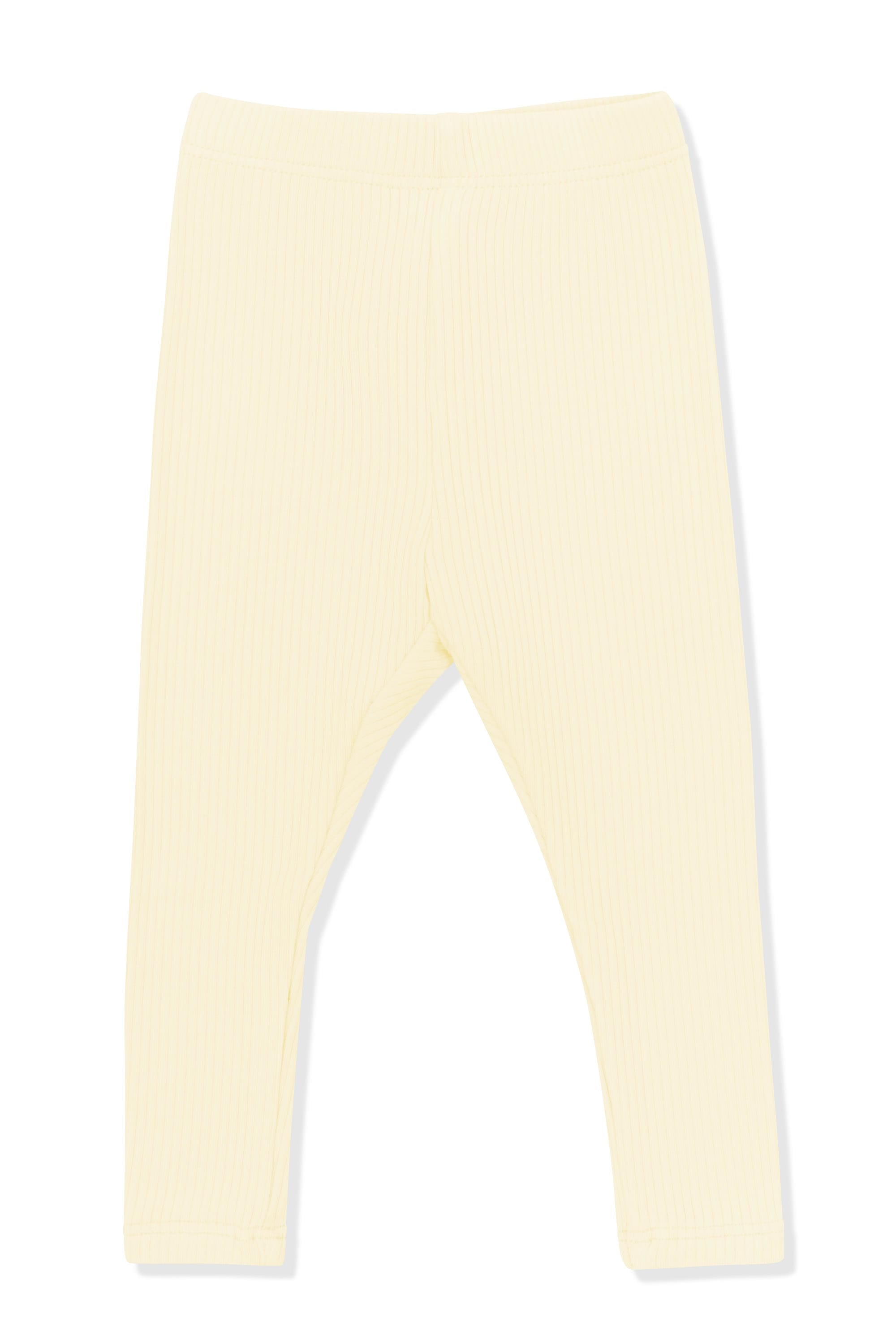 Product photo of the Ribbed Leggings in Chamomile on a white background