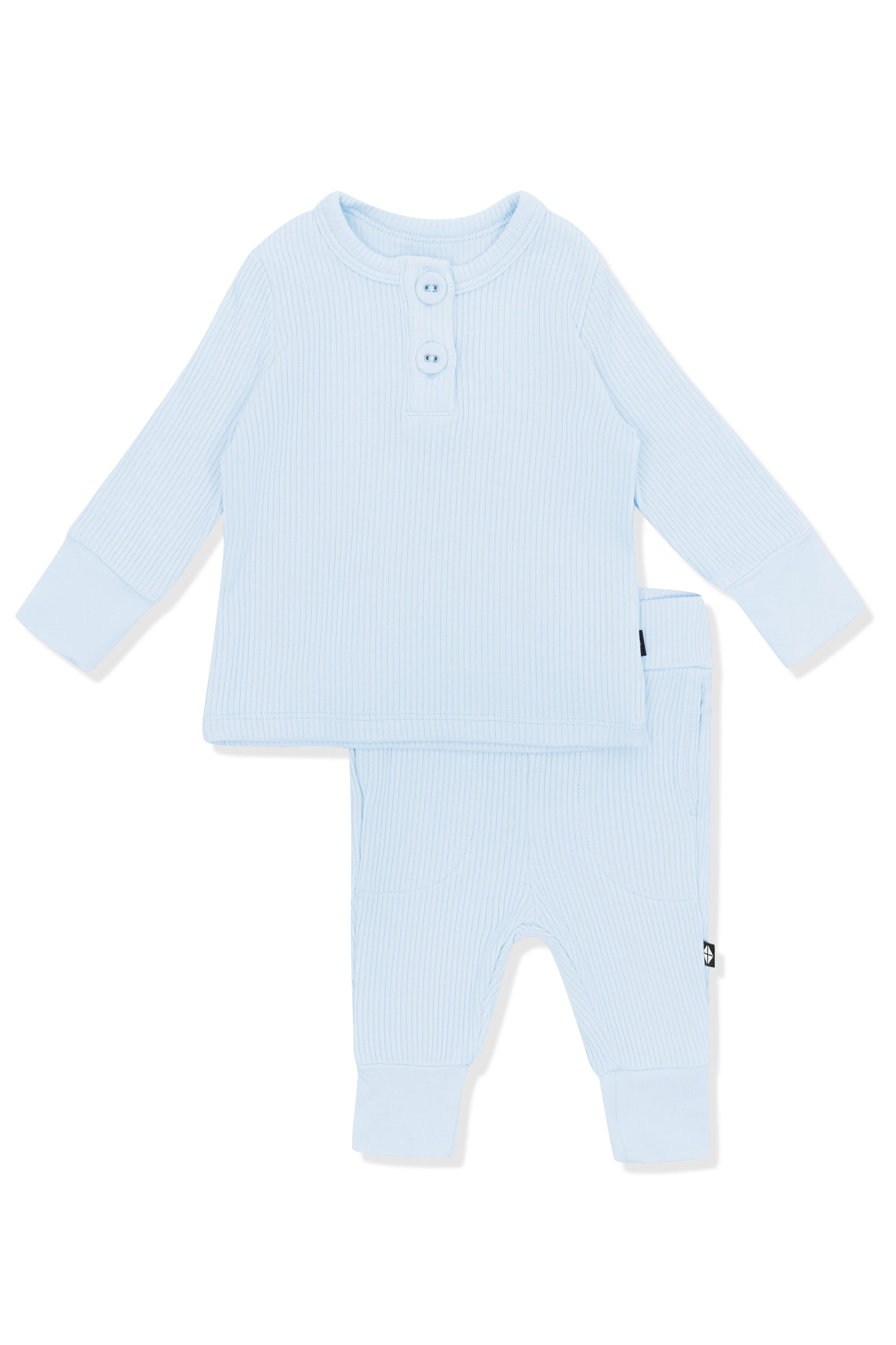 Product photo of the Ribbed Infant Henley Set in Breeze