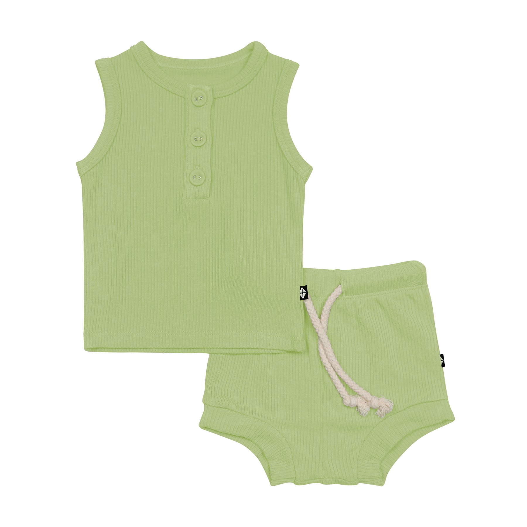 Ribbed Henley Tank Set in Honu