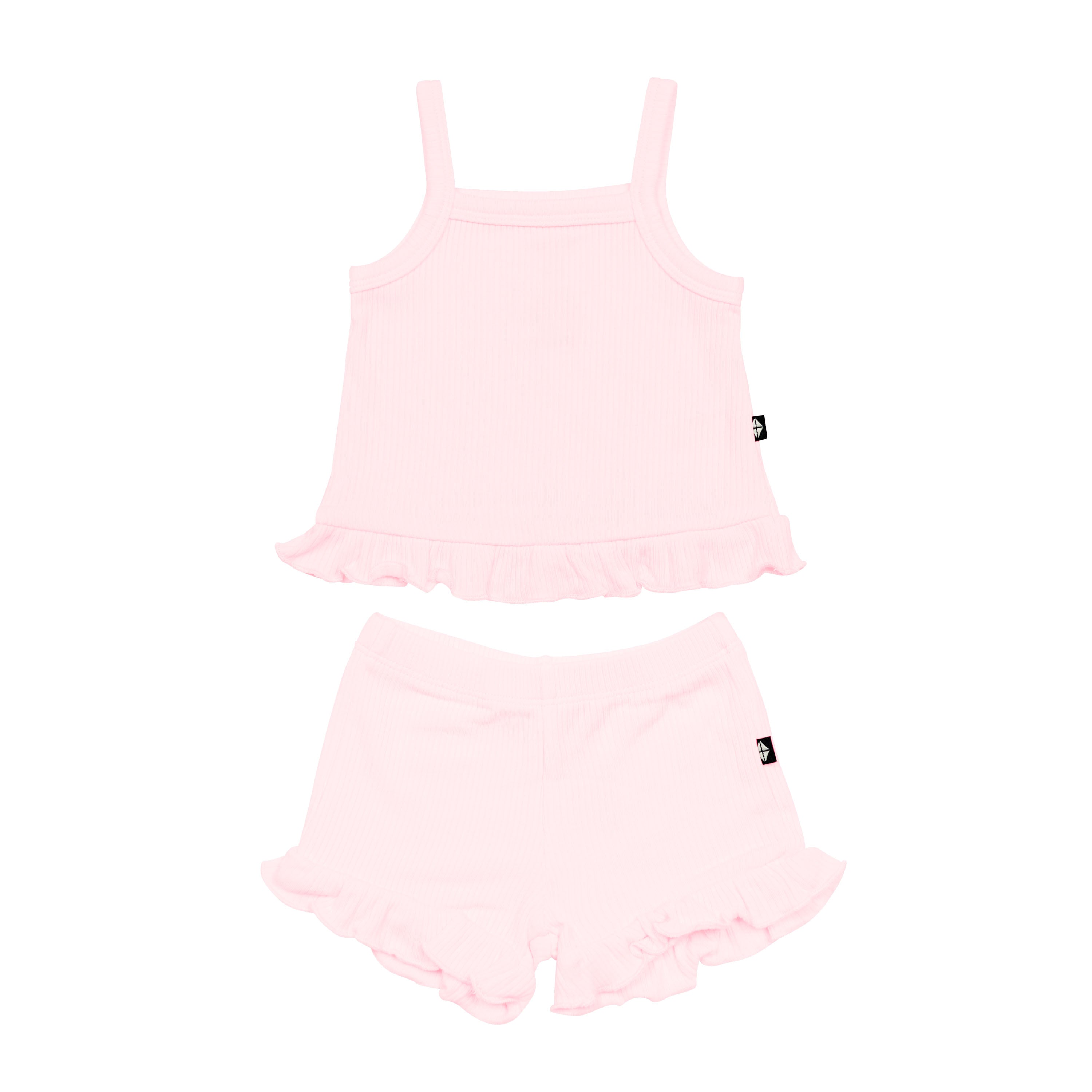 Ribbed Ruffle Tank Set in Sakura